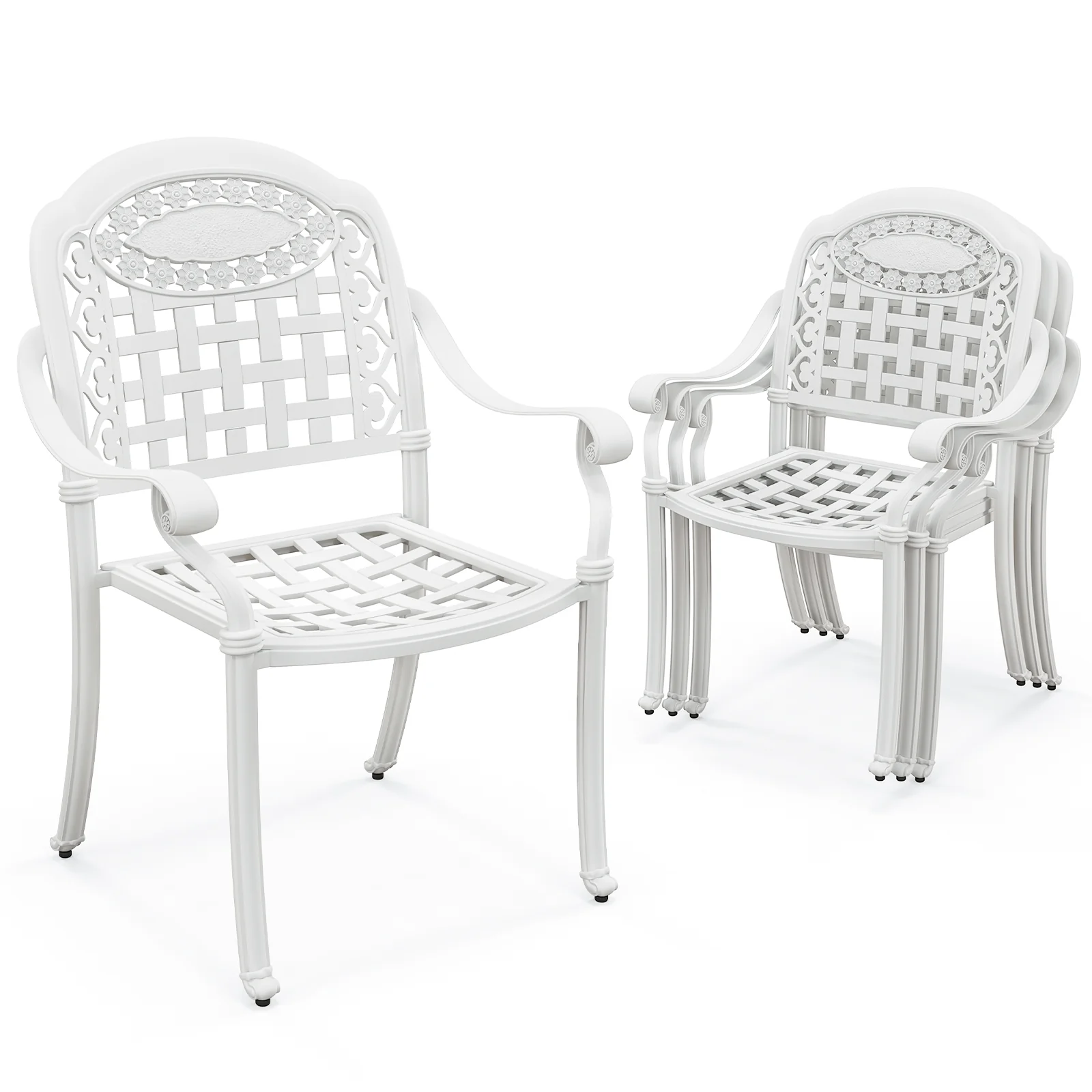 Cast Aluminum Patio Chairs, Set Of 2, White - Image 5
