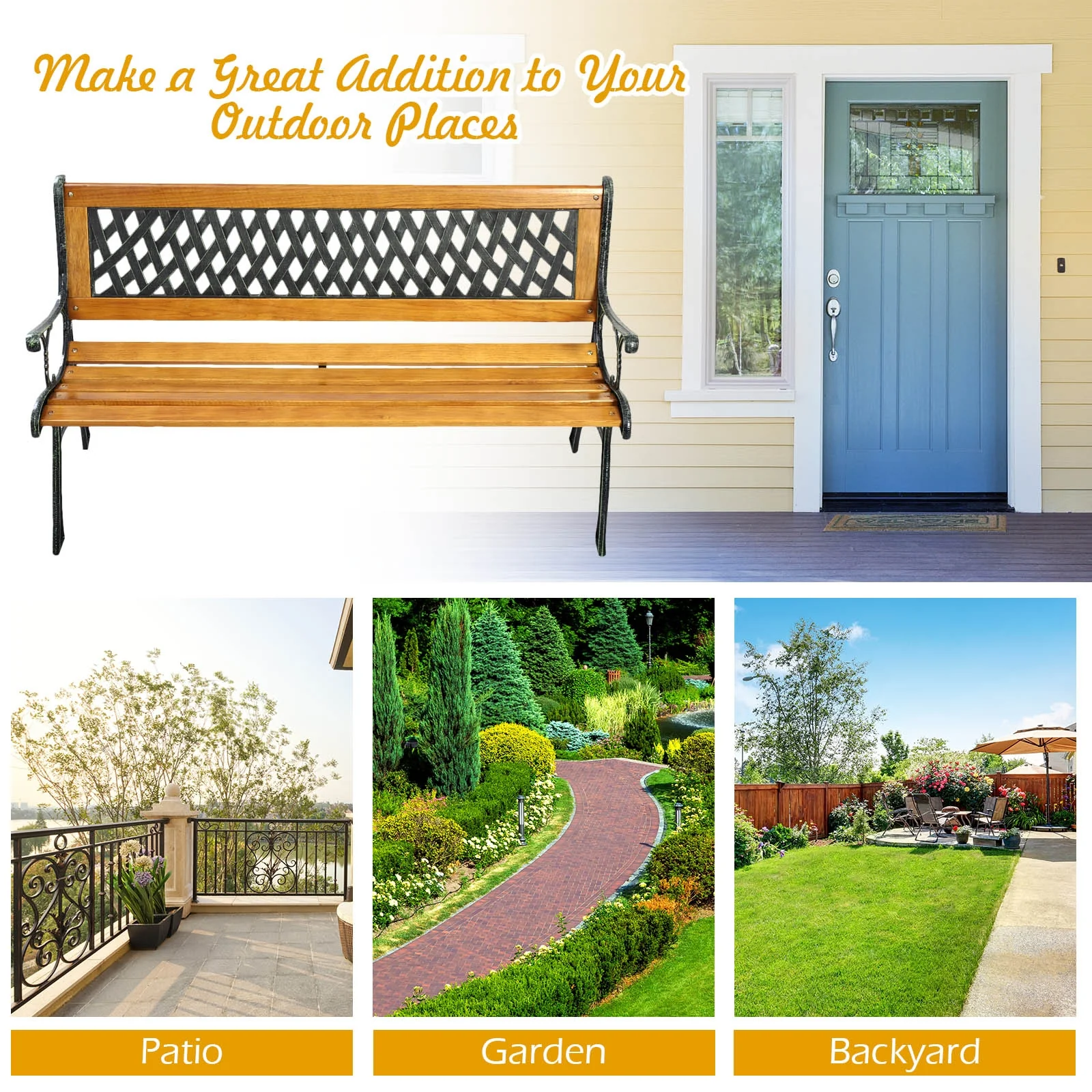 Cast Iron Patio Bench - Image 3