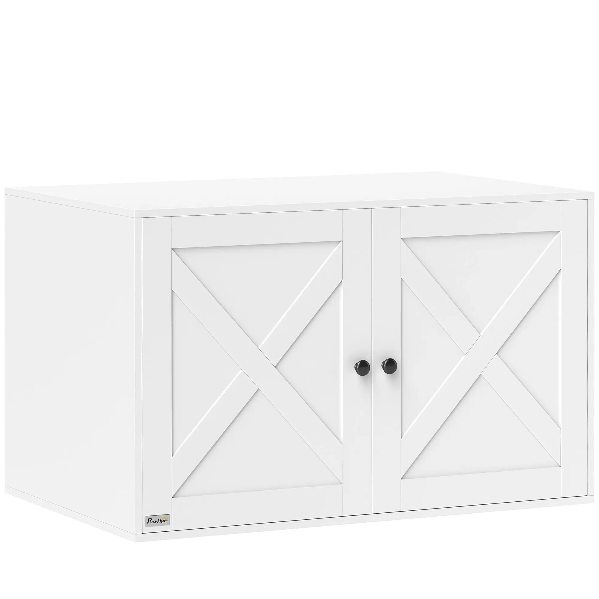 Cat Litter Box Enclosure, Double Doors, Handles, 31.5" x 21" x 20", White