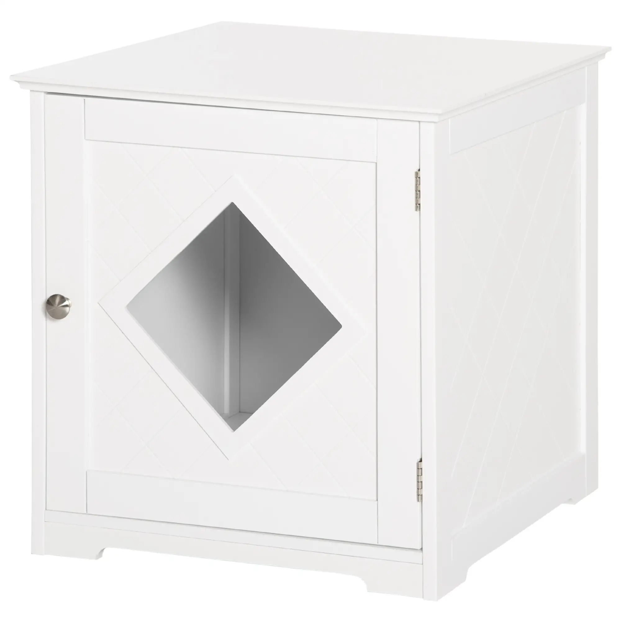 Cat Litter Box Enclosure End Table, Indoor Washroom with Magnetic Door, White - Image 11