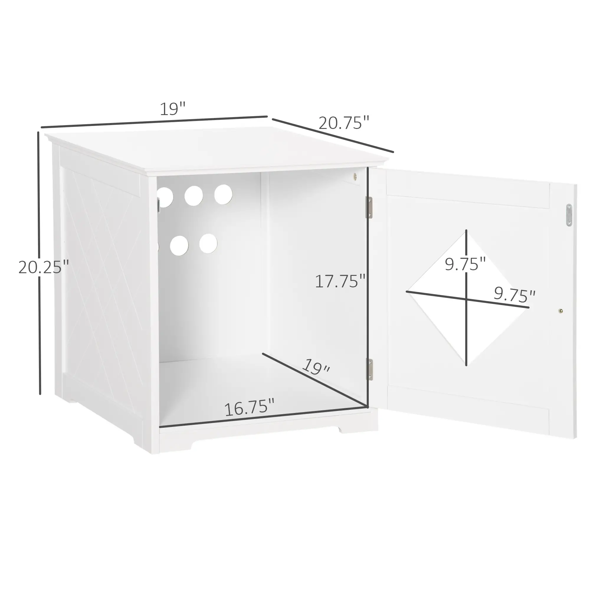 Cat Litter Box Enclosure End Table, Indoor Washroom with Magnetic Door, White - Image 3