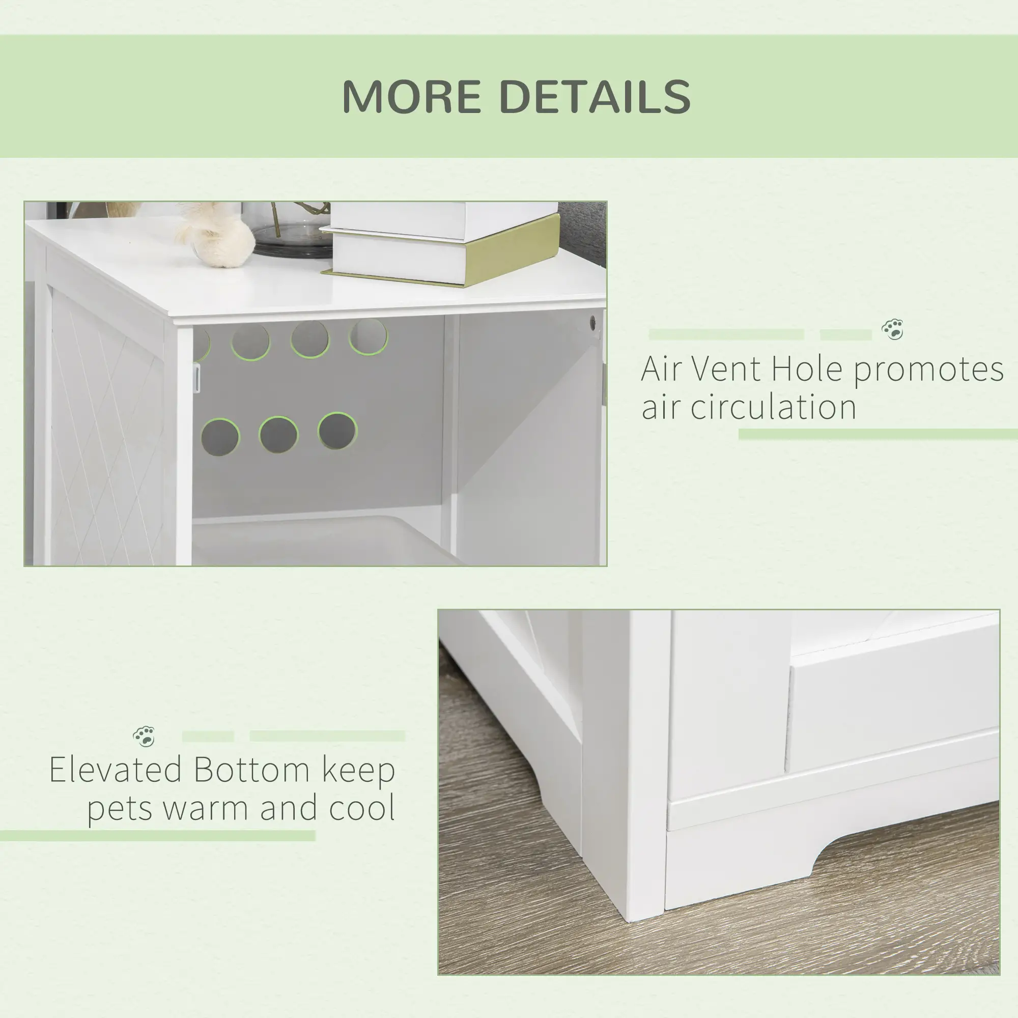 Cat Litter Box Enclosure End Table, Indoor Washroom with Magnetic Door, White - Image 7