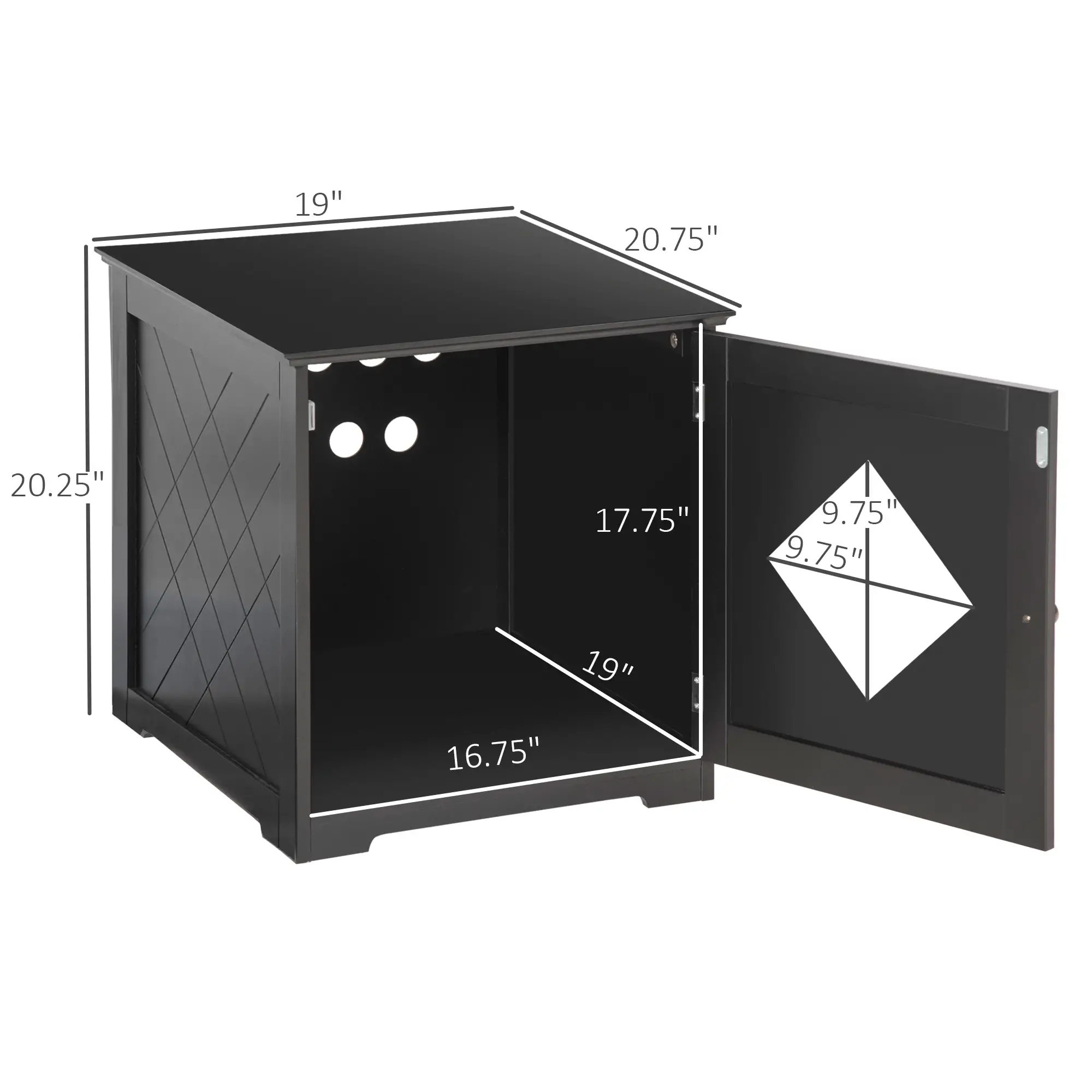 Cat Litter Box Enclosure End Table, Indoor with Magnetic Door, Black - Image 3