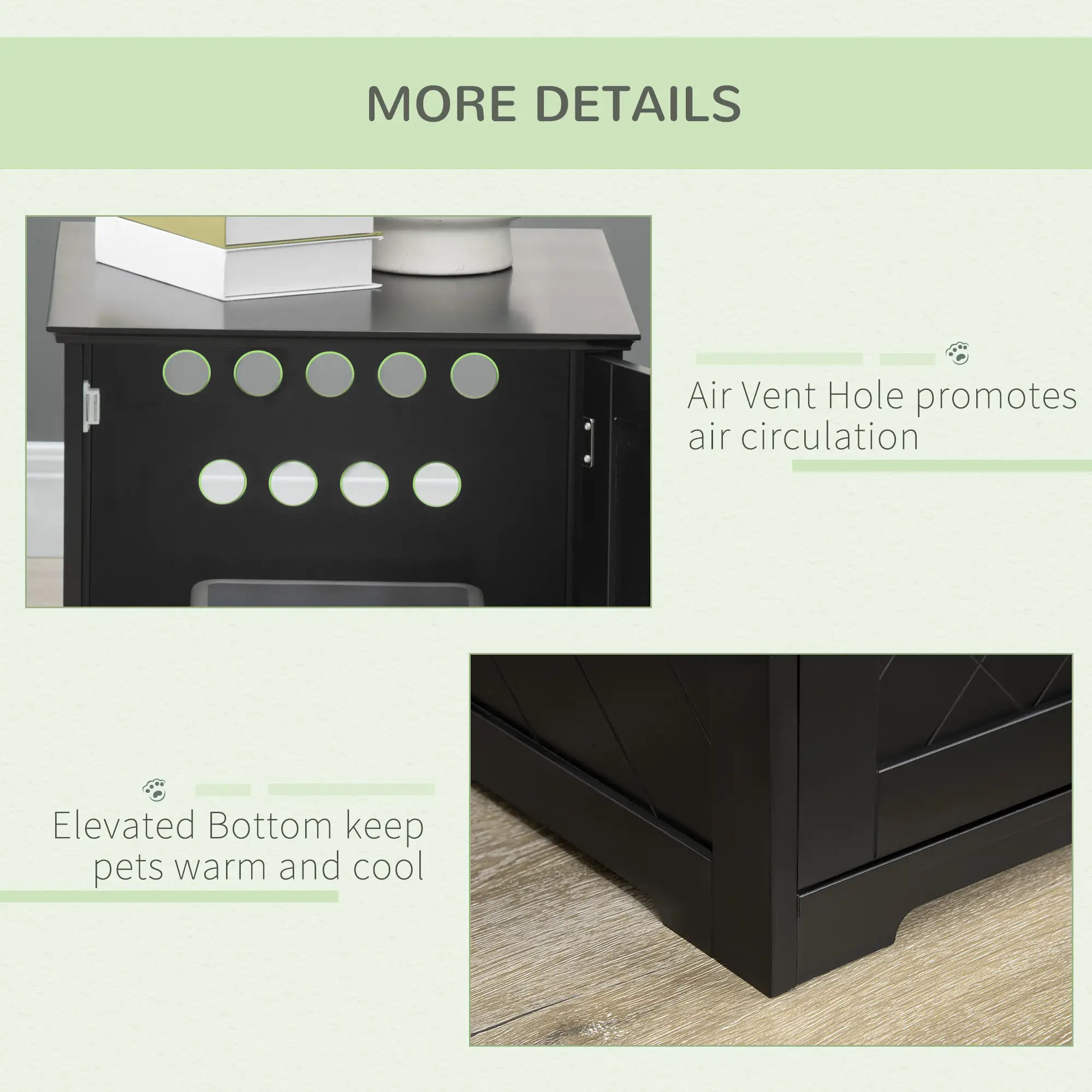 Cat Litter Box Enclosure End Table, Indoor with Magnetic Door, Black - Image 7