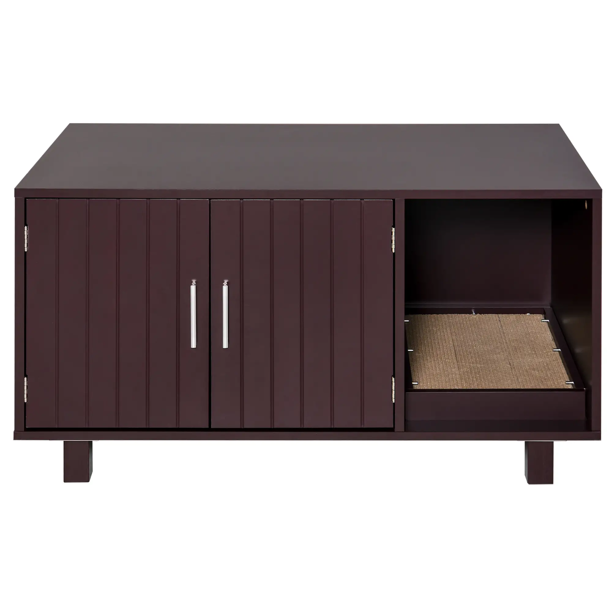 Cat Litter Box Enclosure, Hidden Furniture, End Table with Scratching Pad, Brown - Image 11