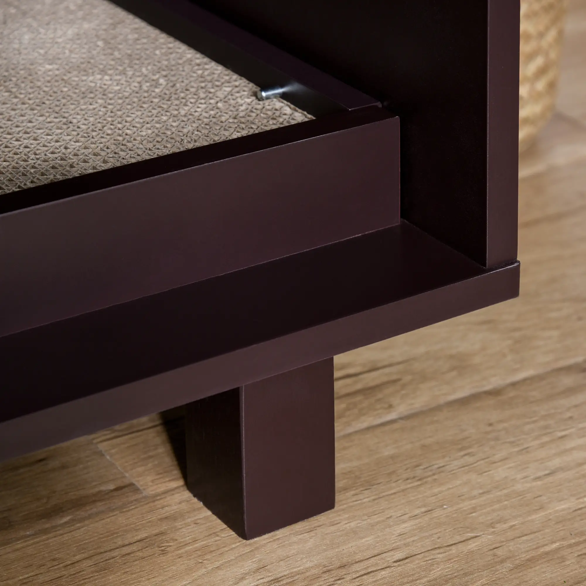 Cat Litter Box Enclosure, Hidden Furniture, End Table with Scratching Pad, Brown - Image 9