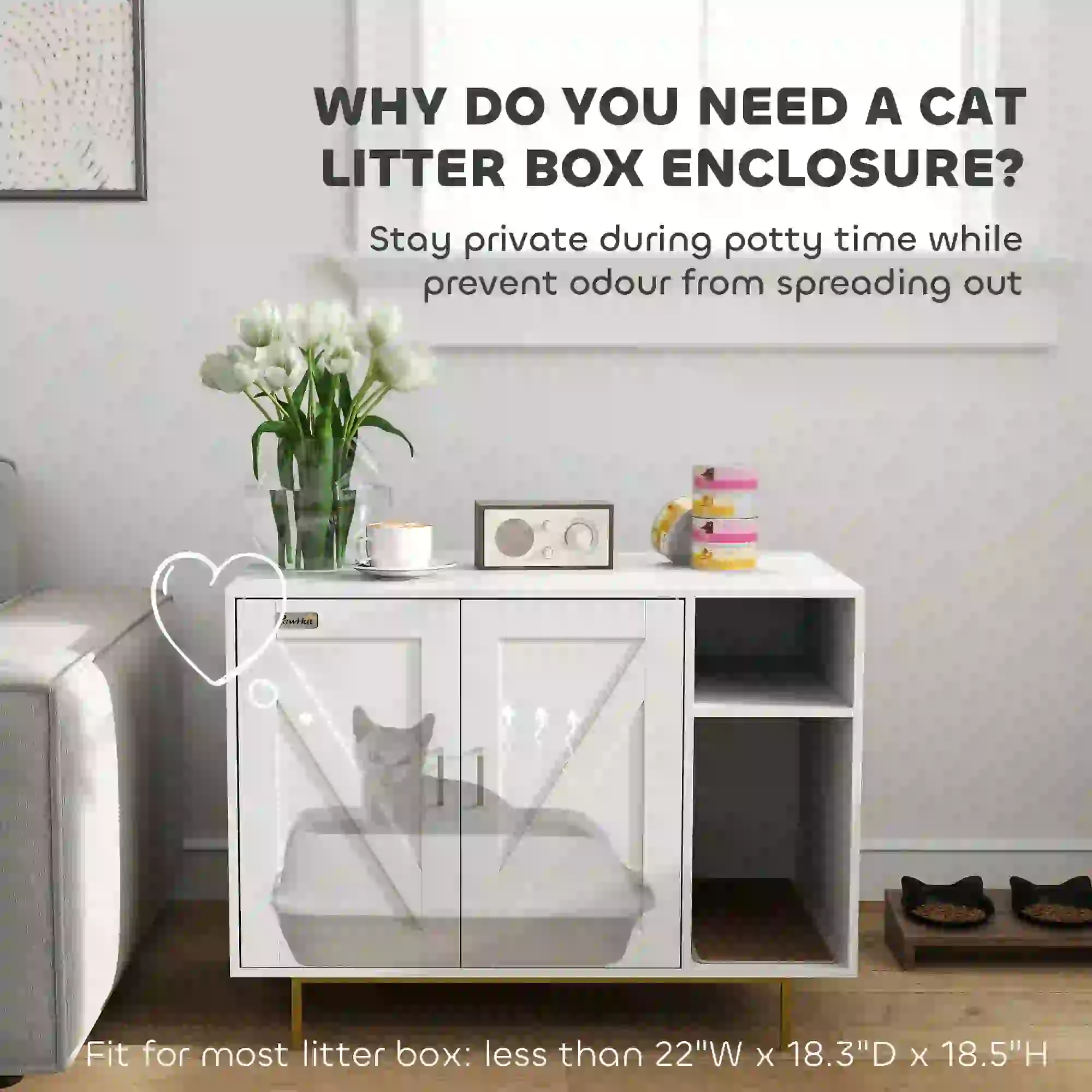 Cat Litter Box Enclosure with Scratching Pad, Storage, 31.5" x 20" x 24" - Image 5