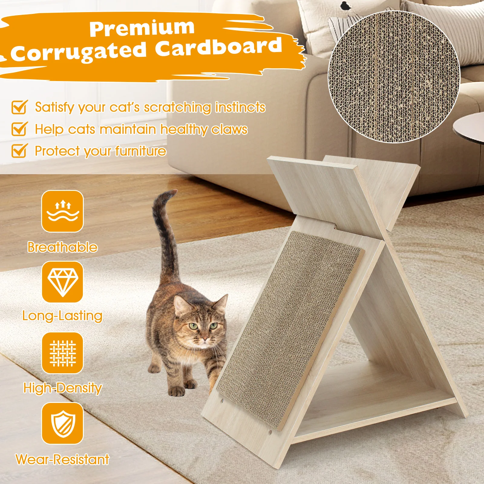 Cat Scratcher for Claw Sharpening and Furniture Protection-NA, Natural - Image 9