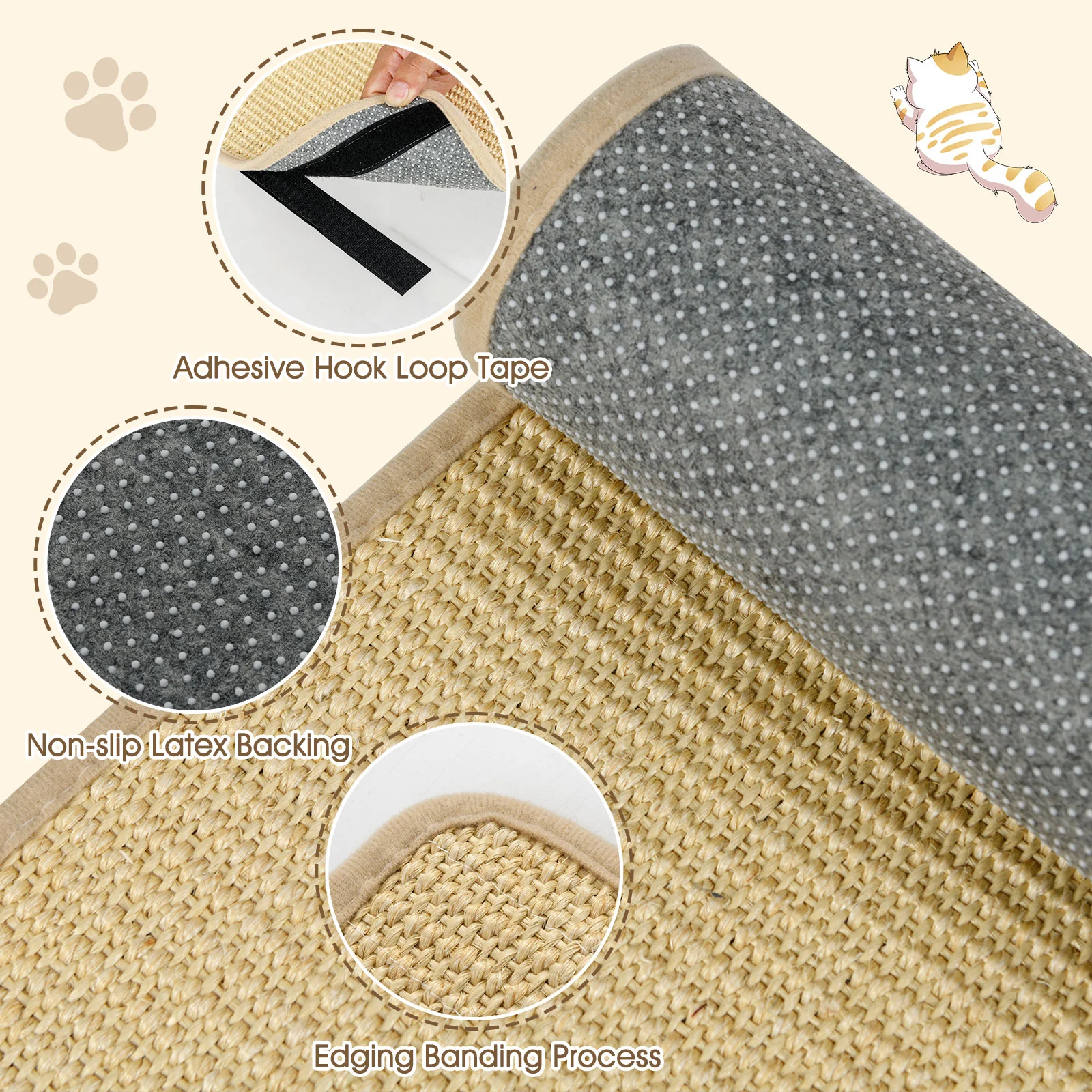 Cat Scratcher Mat Set, 32 x 20 Inch, Natural Sisal Pads - Image 10