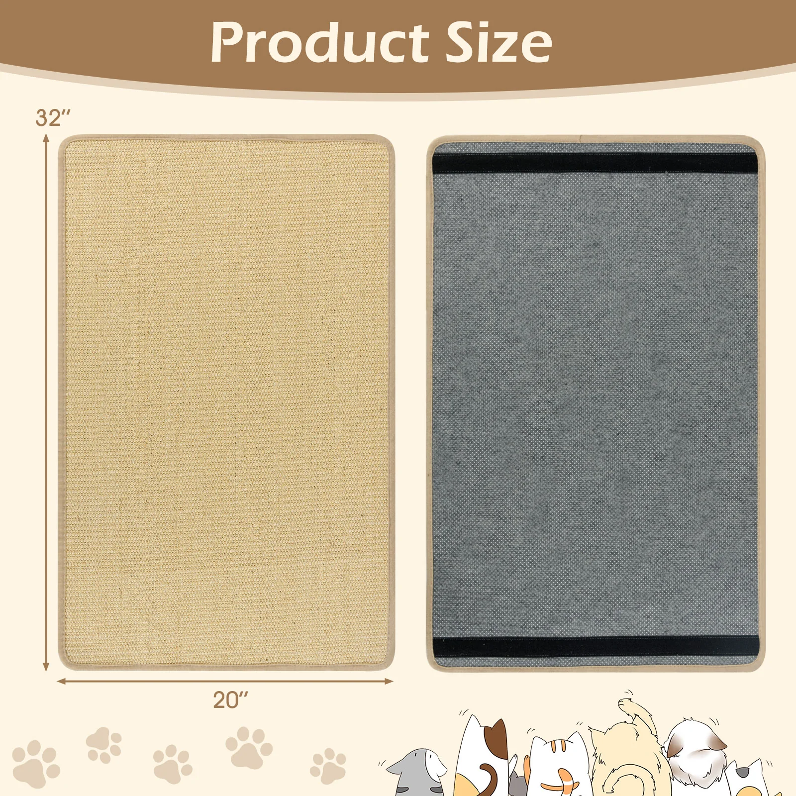 Cat Scratcher Mat Set, 32 x 20 Inch, Natural Sisal Pads - Image 6