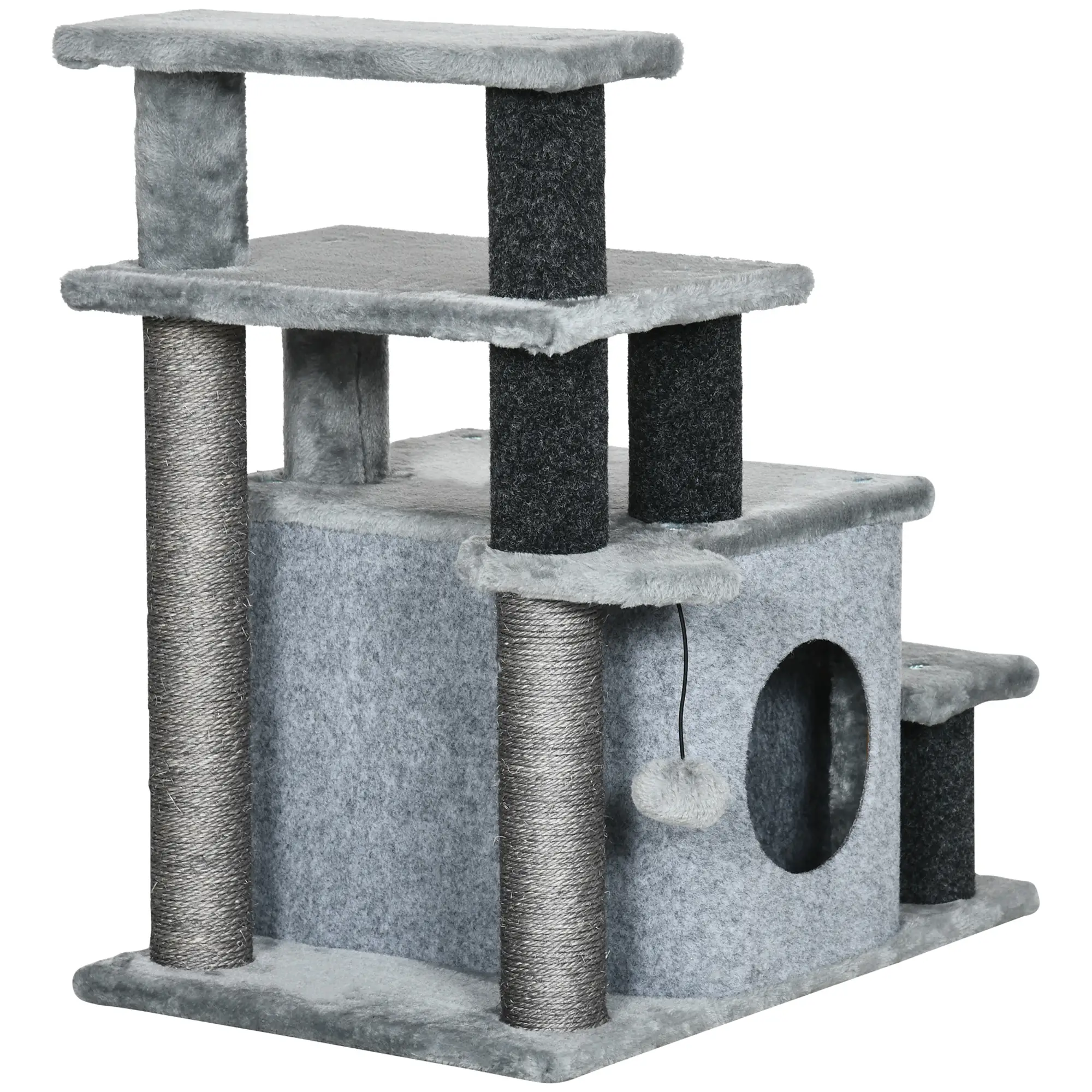 Cat Stairs with Scratching Posts, 23.6" x 15.7" x 26", Grey - Image 11