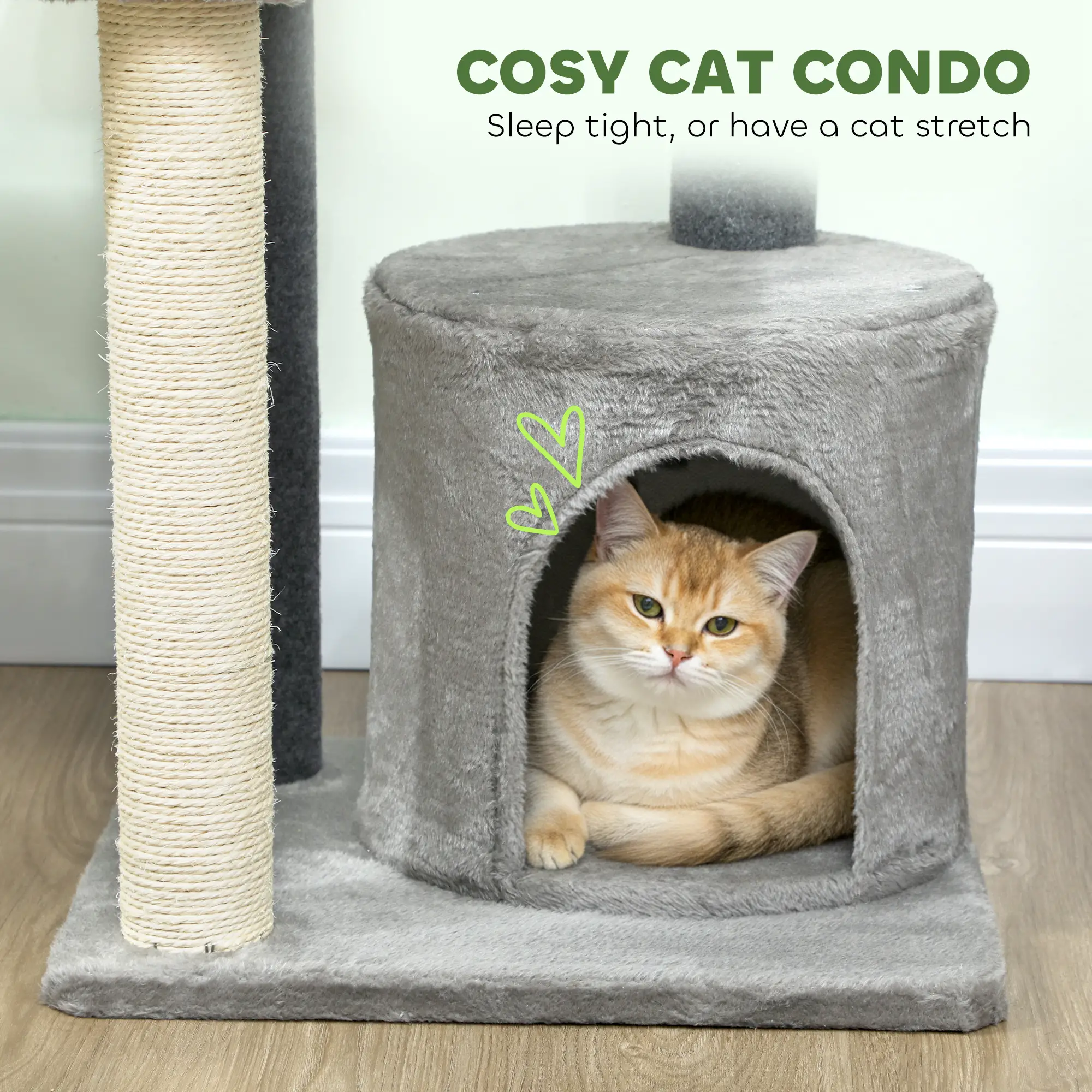 Cat Tree Tower, Multi-Level, Sisal Scratching Post, Large 41"H, Grey - Image 5