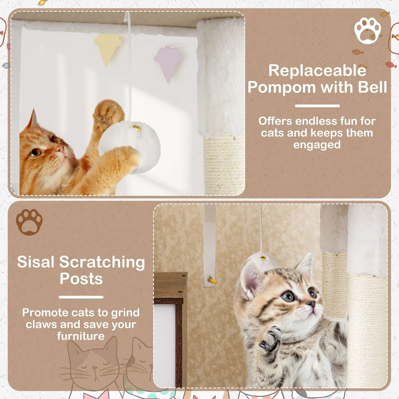 Cat Tree With Litter Box Enclosure, Rustic Brown - Image 8