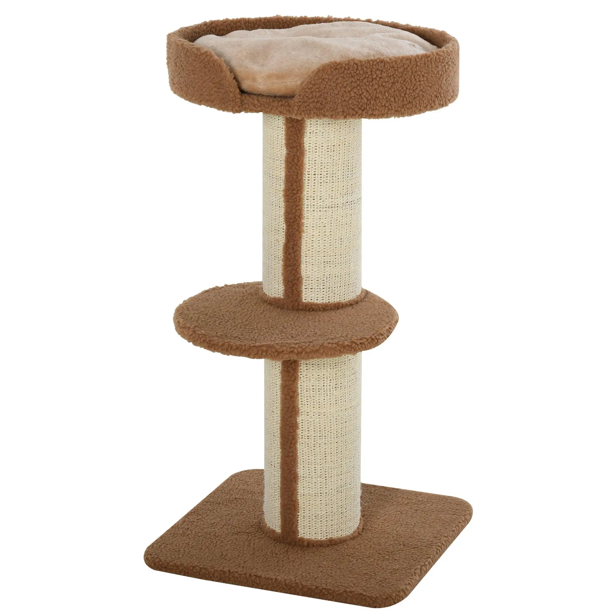 Cat Tree with Scratching Post, Bed, Cushion, Perch, 18" x 18" x 36", Brown