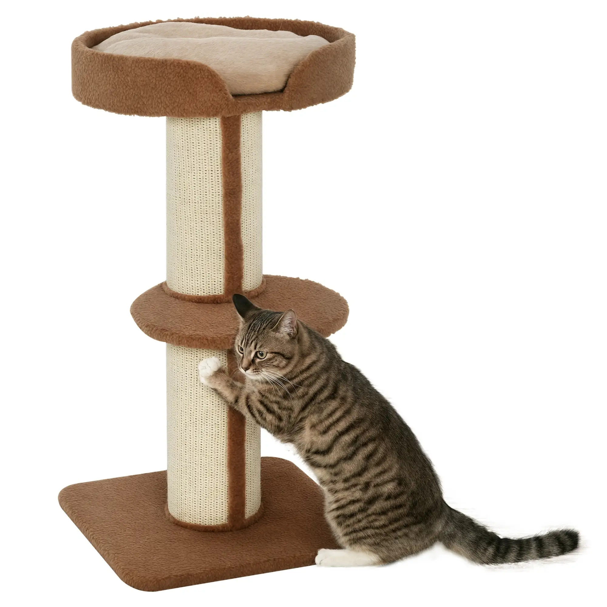 Cat Tree with Scratching Post, Bed, Cushion, Perch, 18" x 18" x 36", Brown - Image 11