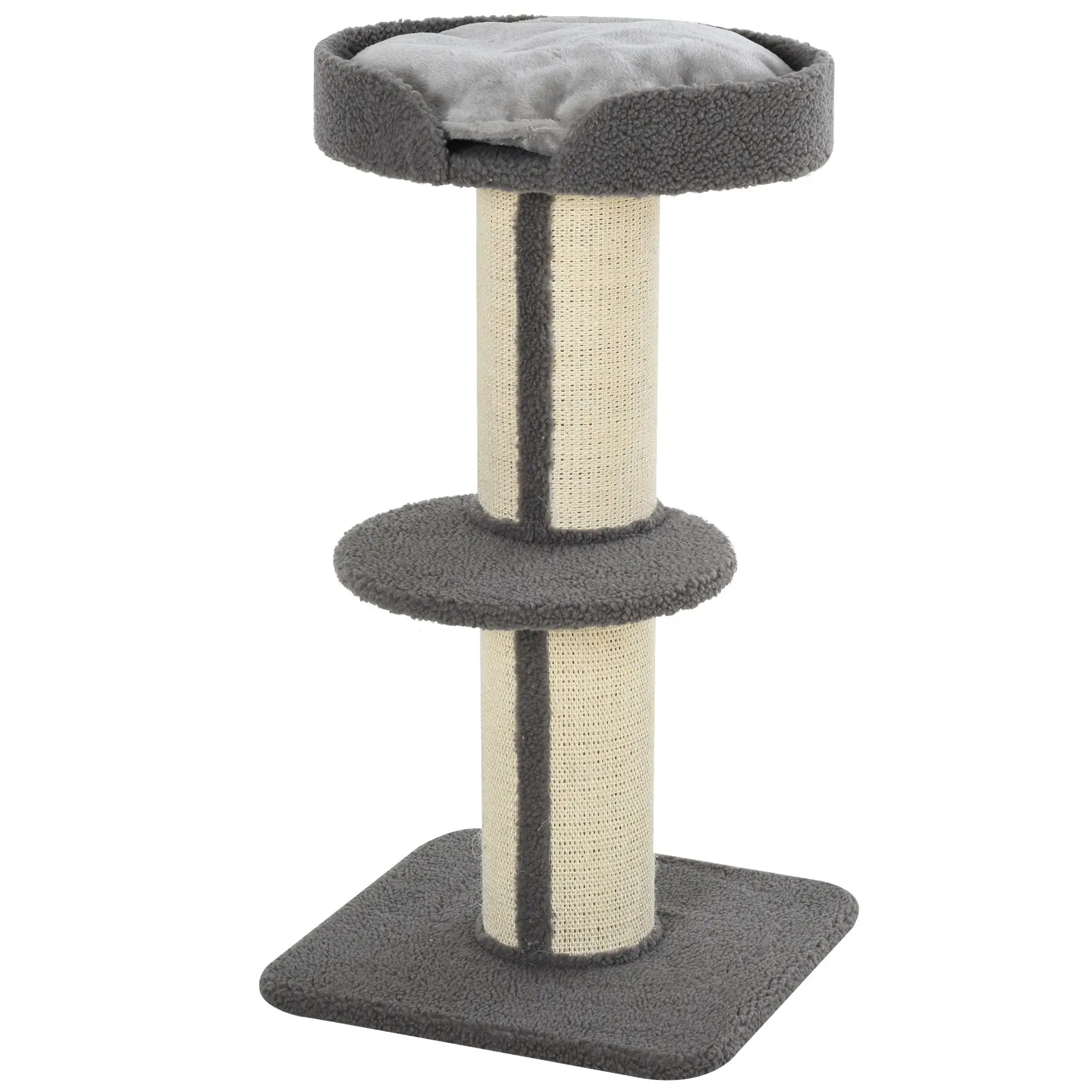 Cat Tree with Scratching Post, Bed, Cushion, Perch, 18" x 18" x 36", Grey