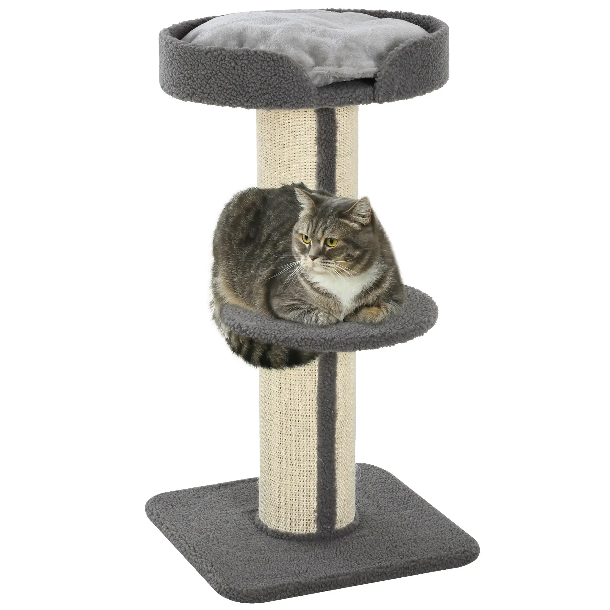 Cat Tree with Scratching Post, Bed, Cushion, Perch, 18" x 18" x 36", Grey - Image 11