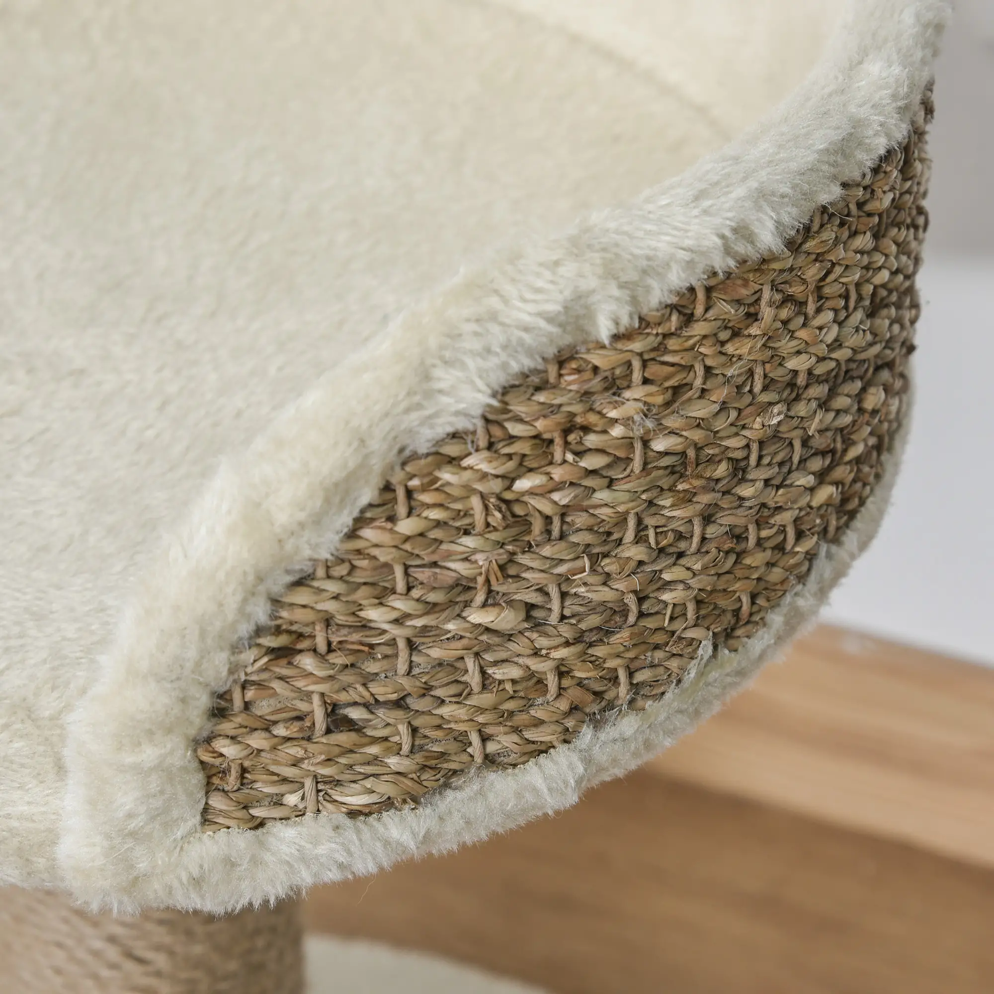 Cat Tree with Scratching Post, Toy Ball, Perch, 16" x 16" x 19", Beige - Image 8