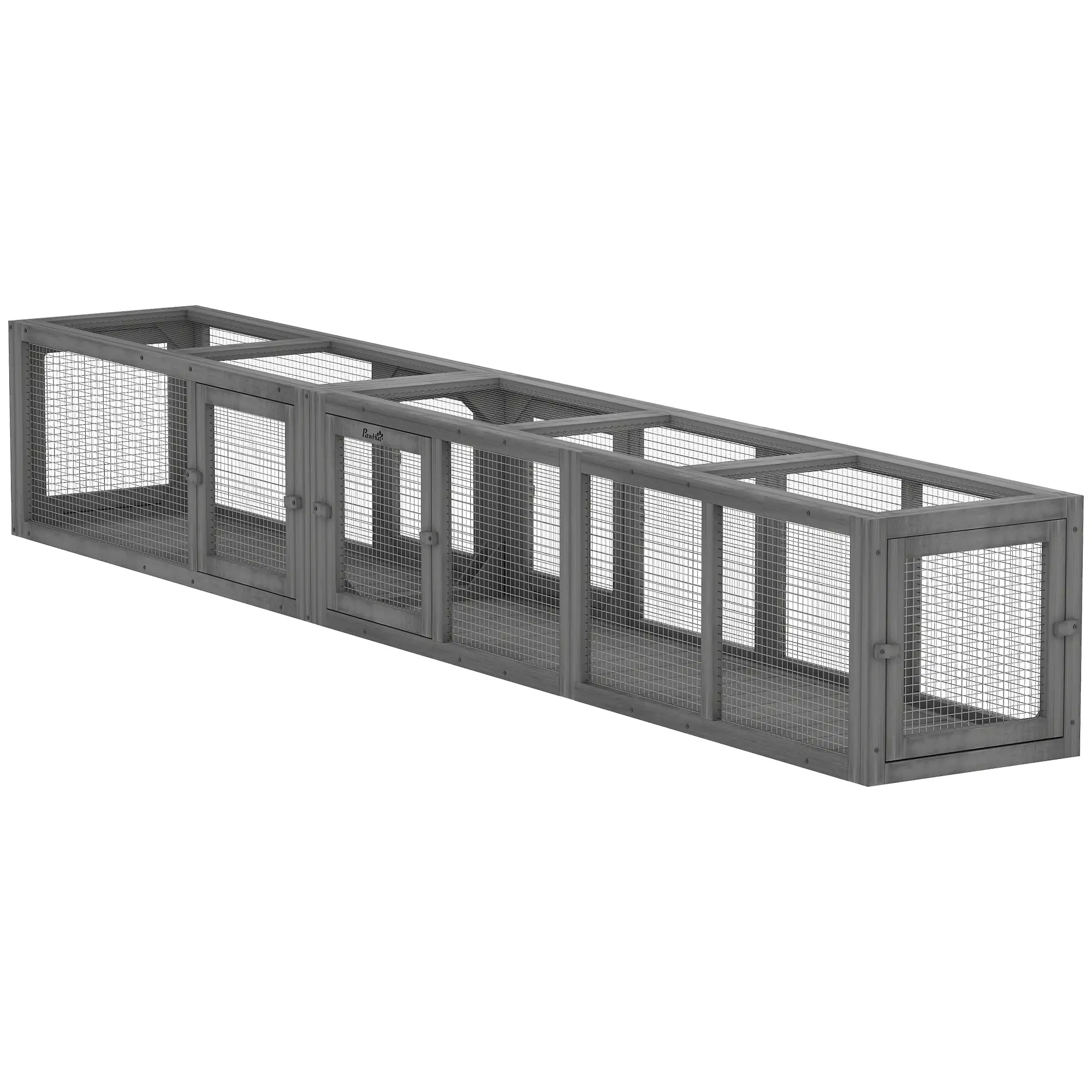 Cat Tunnel, Outdoor Enclosure, 8 Doors, 98", Dark Grey