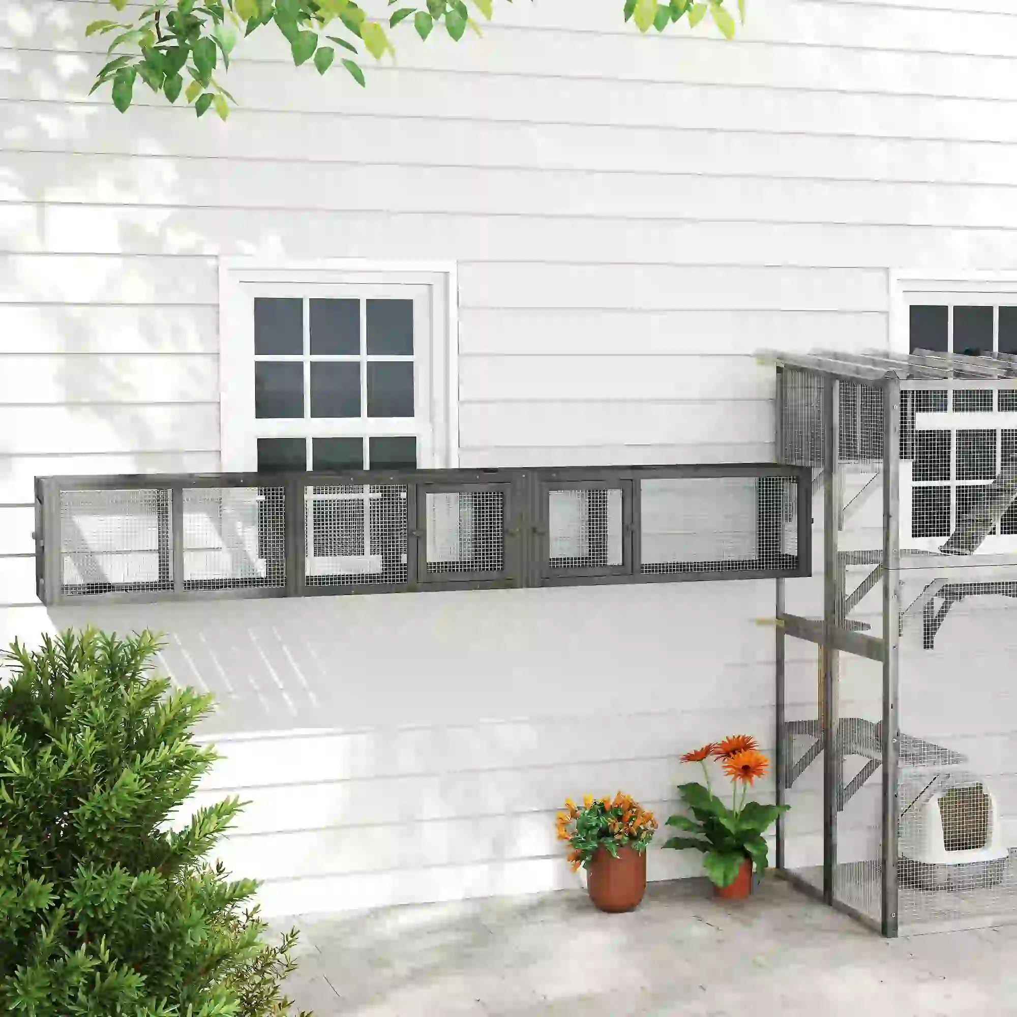Cat Tunnel, Outdoor Enclosure, 8 Doors, 98", Dark Grey - Image 10