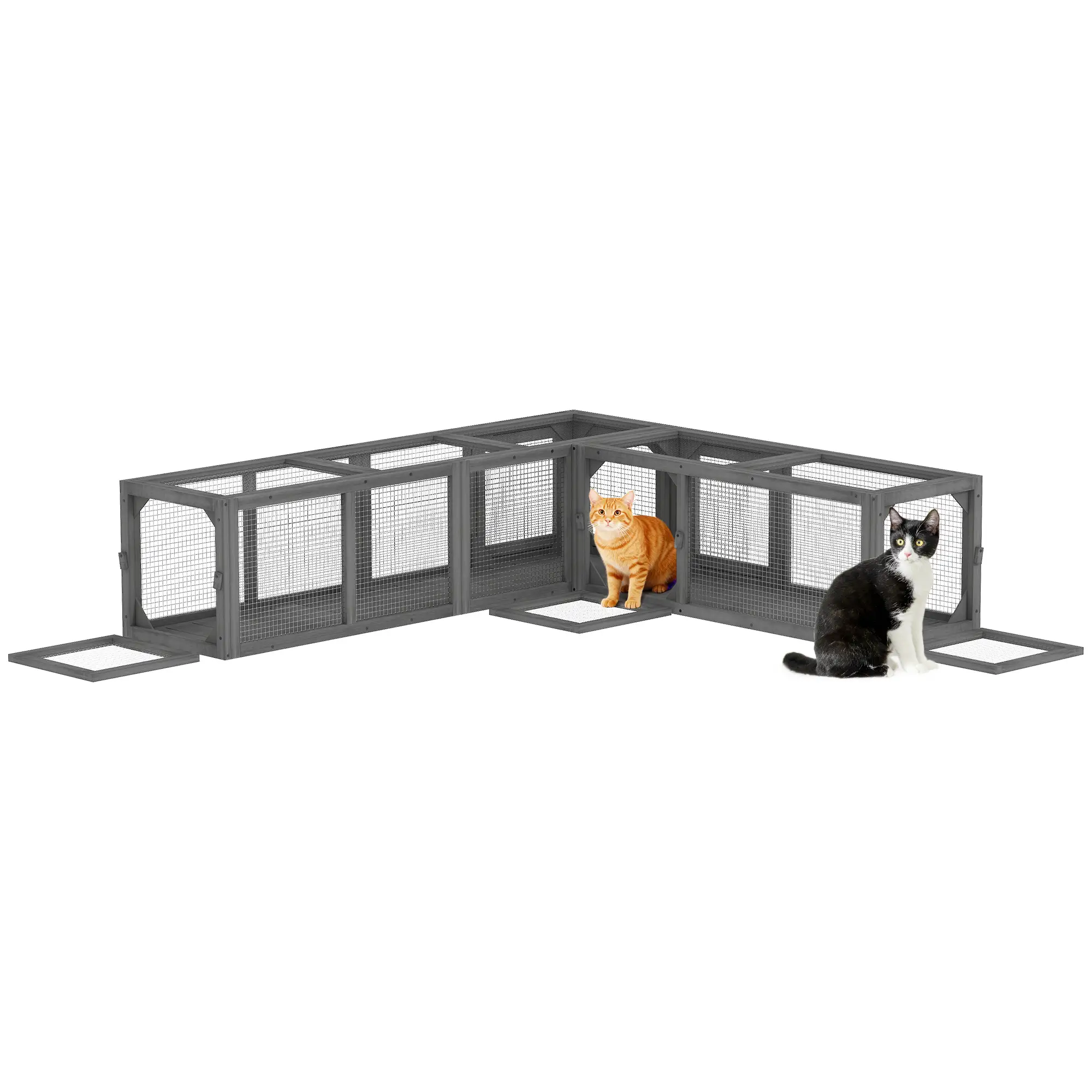 Cat Tunnel, Outdoor Enclosure, 8 Doors, 98", Dark Grey - Image 11