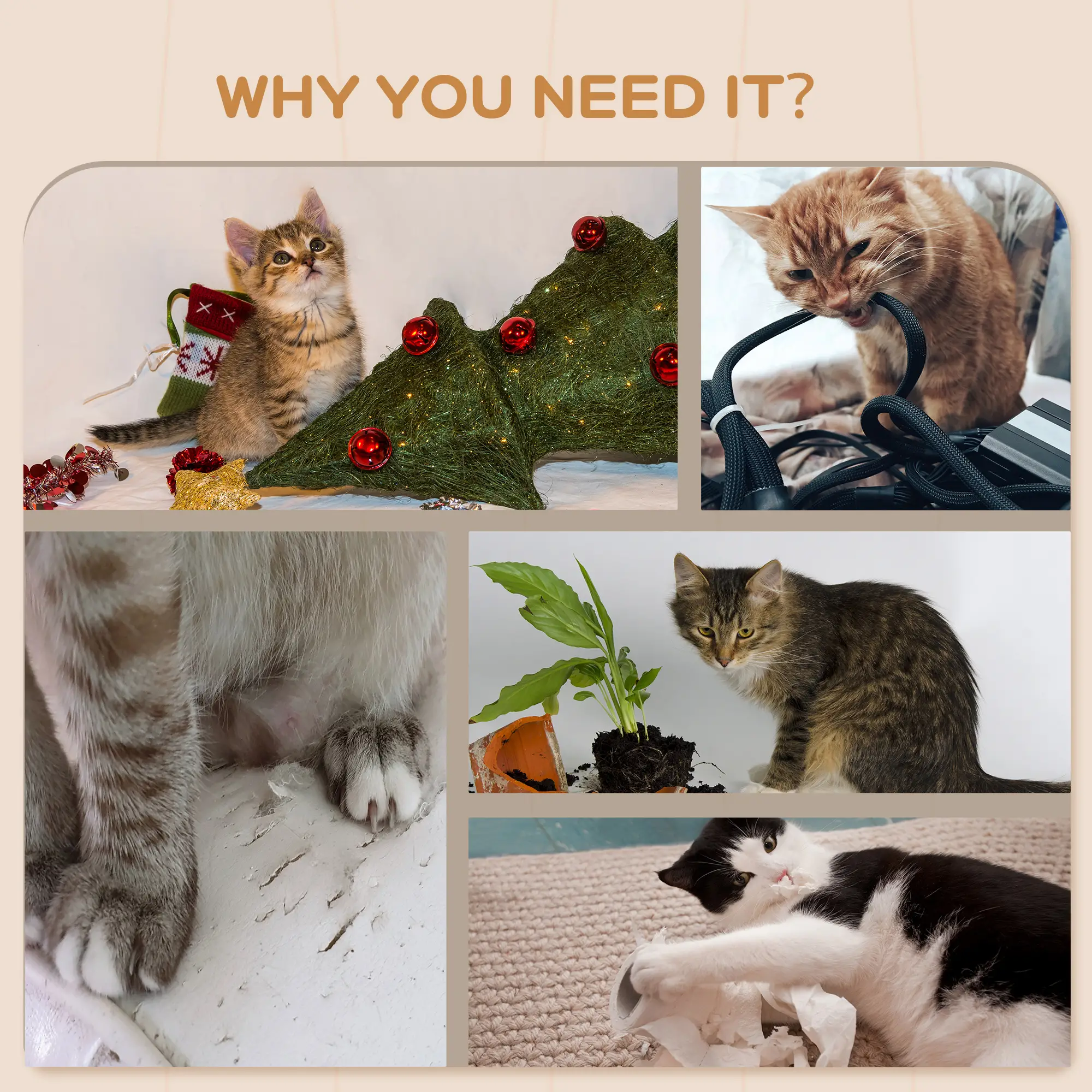 Cat Wall Shelves, 3PCs with Hammock, Scratching Post, Grey - Image 6