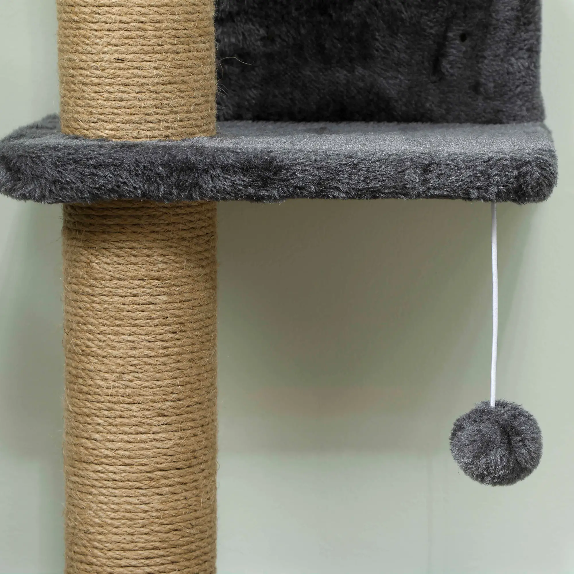 Cat Wall Shelves, 4 Platforms, Jute Scratching Post, Dark Grey - Image 9