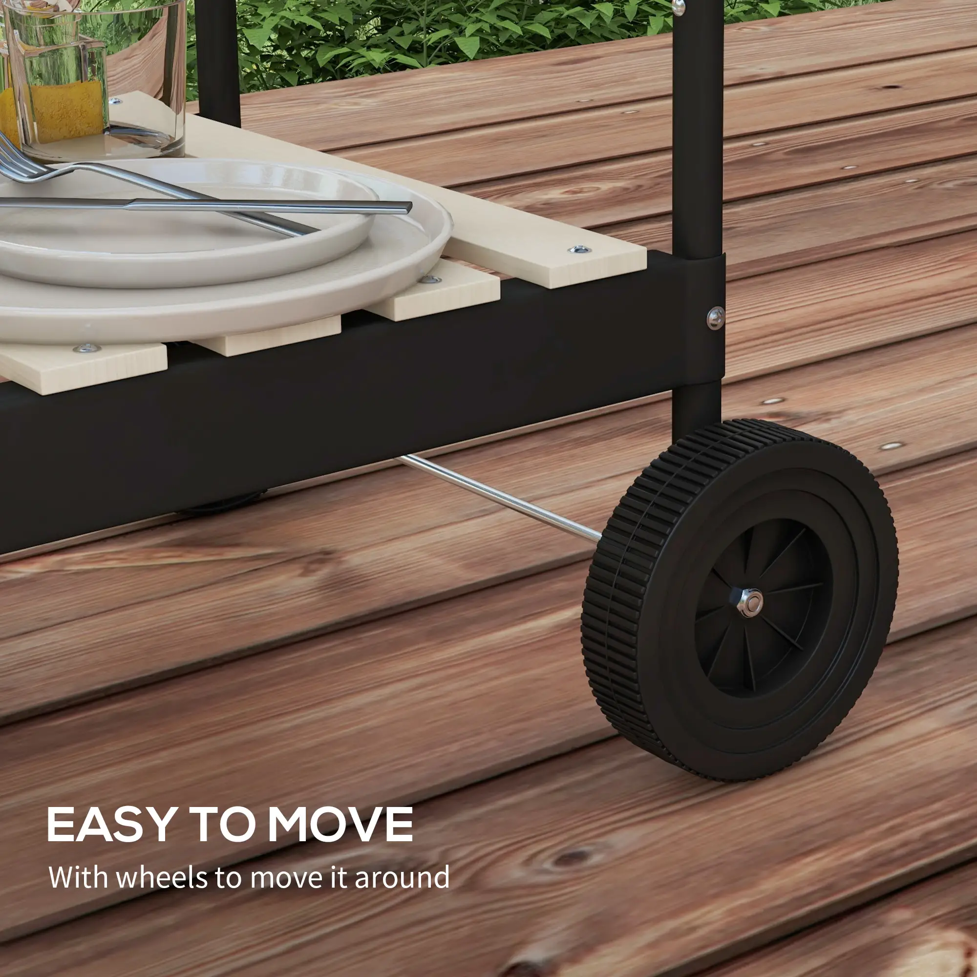 Charcoal Barbecue Grill, Adjustable Height, Portable BBQ Trolley, Red - Image 9