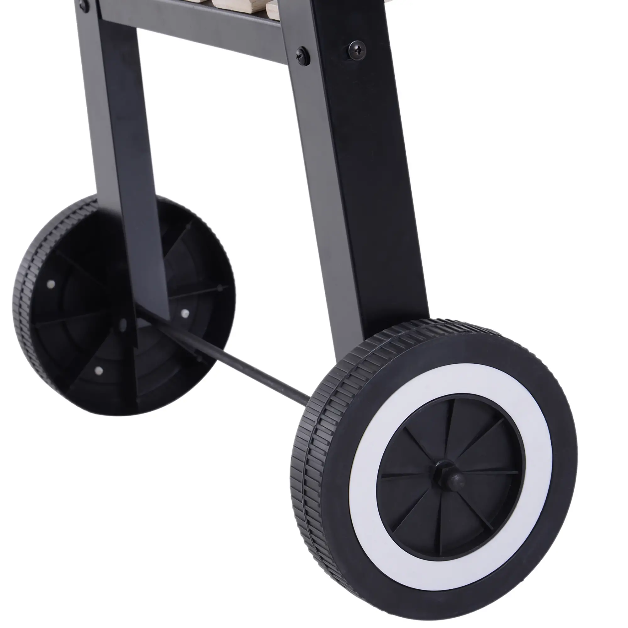 Charcoal BBQ Grill With Side Trays, Storage Shelf, Wheels - Image 10