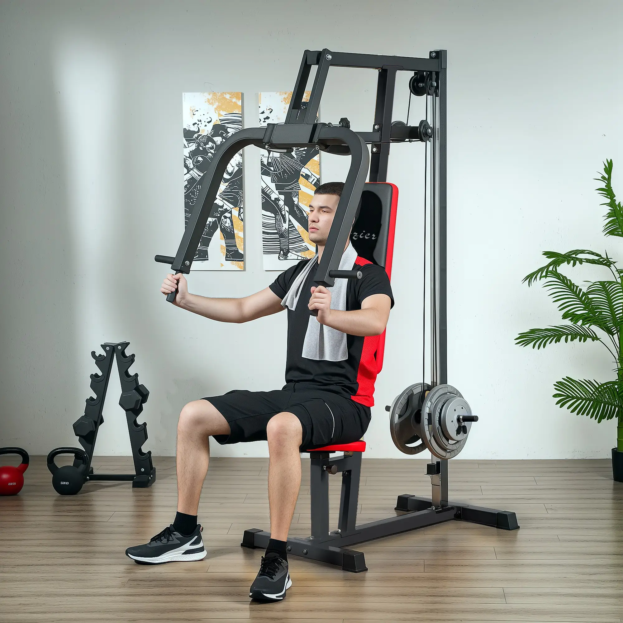 Chest Fly and Press Machine, Back, Pectoral, Shoulder Training, Black - Image 10