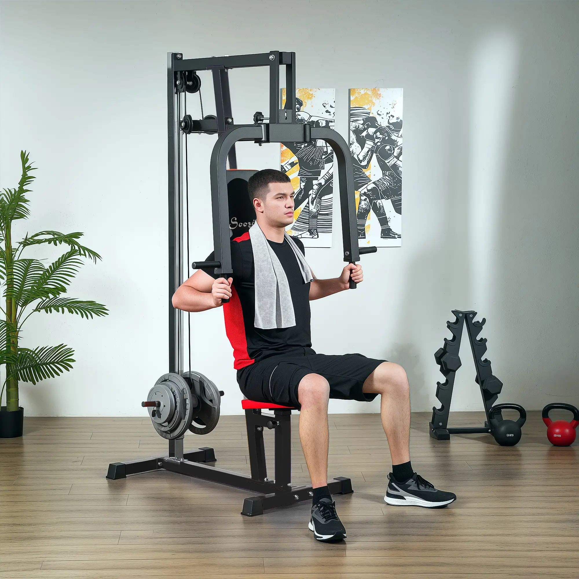 Chest Fly and Press Machine, Back, Pectoral, Shoulder Training, Black - Image 2
