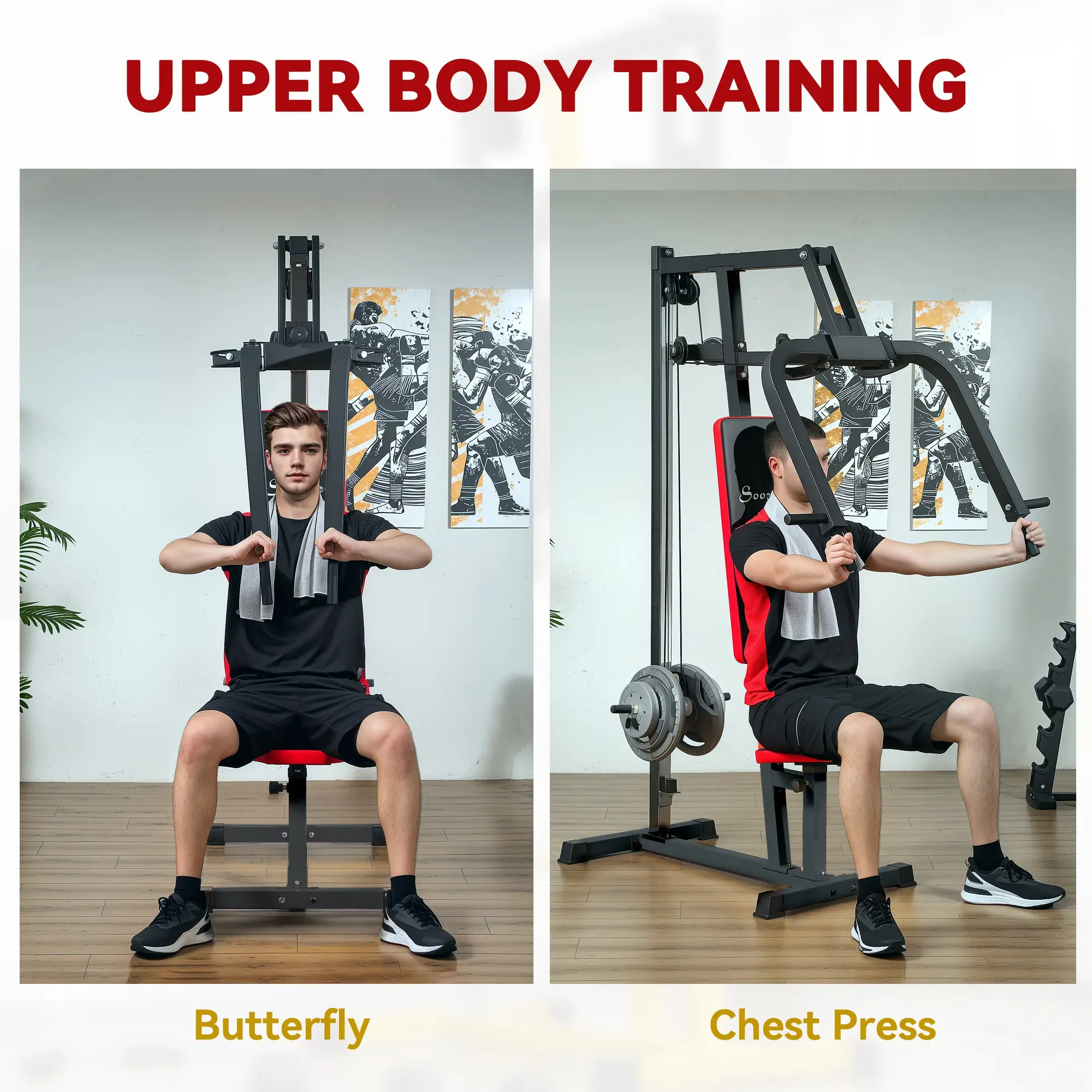 Chest Fly and Press Machine, Back, Pectoral, Shoulder Training, Black - Image 4