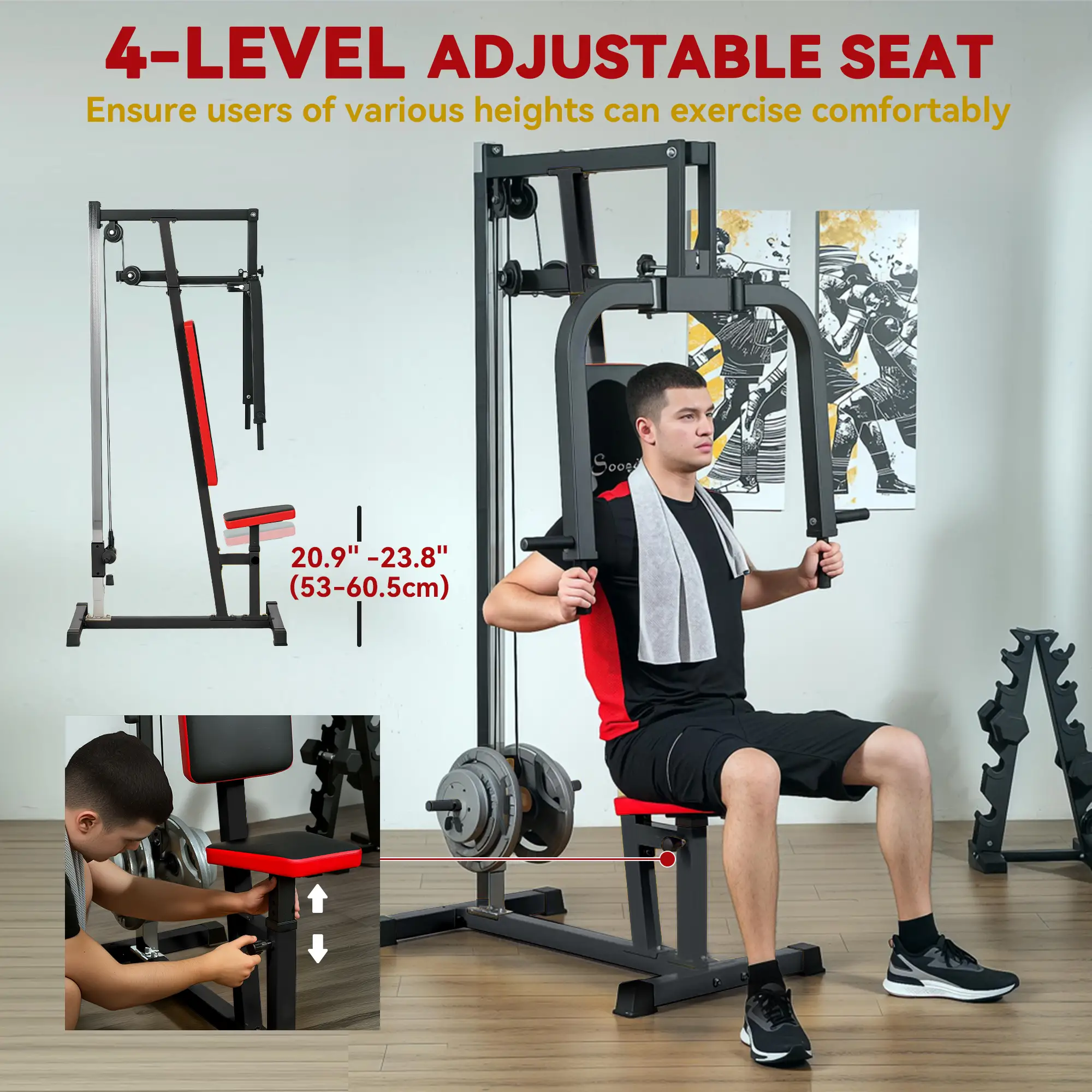 Chest Fly and Press Machine, Back, Pectoral, Shoulder Training, Black - Image 5