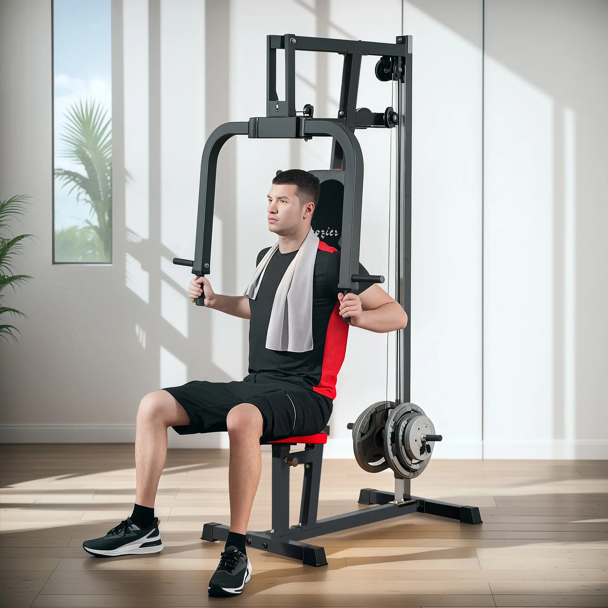 Chest Fly and Press Machine, Back, Pectoral, Shoulder Training, Black - Image 8