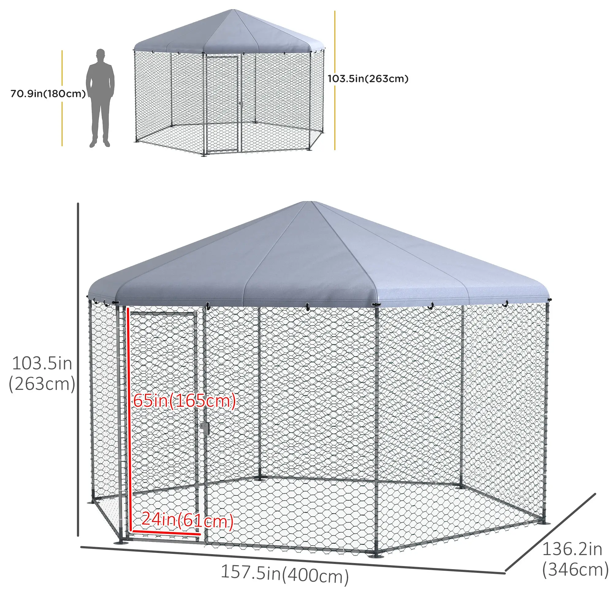 Chicken Coop with Cover, Run for 10-15 Chickens, 13.1' x 11.4' - Image 3