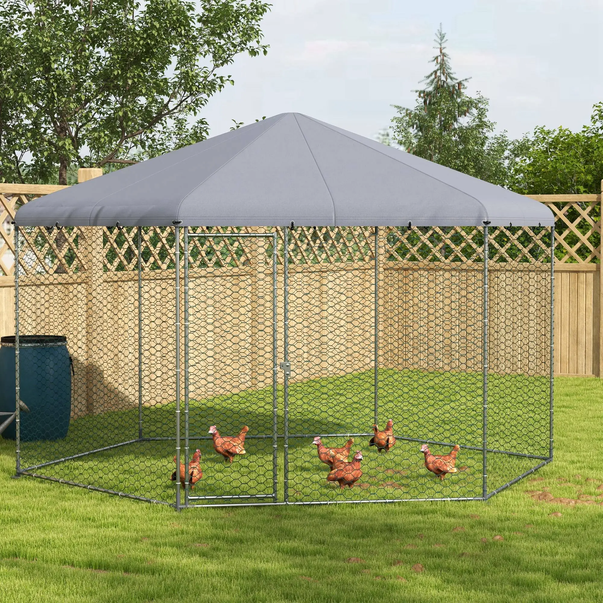 Chicken Coop with Cover, Run for 10-15 Chickens, 13.1' x 11.4' - Image 8