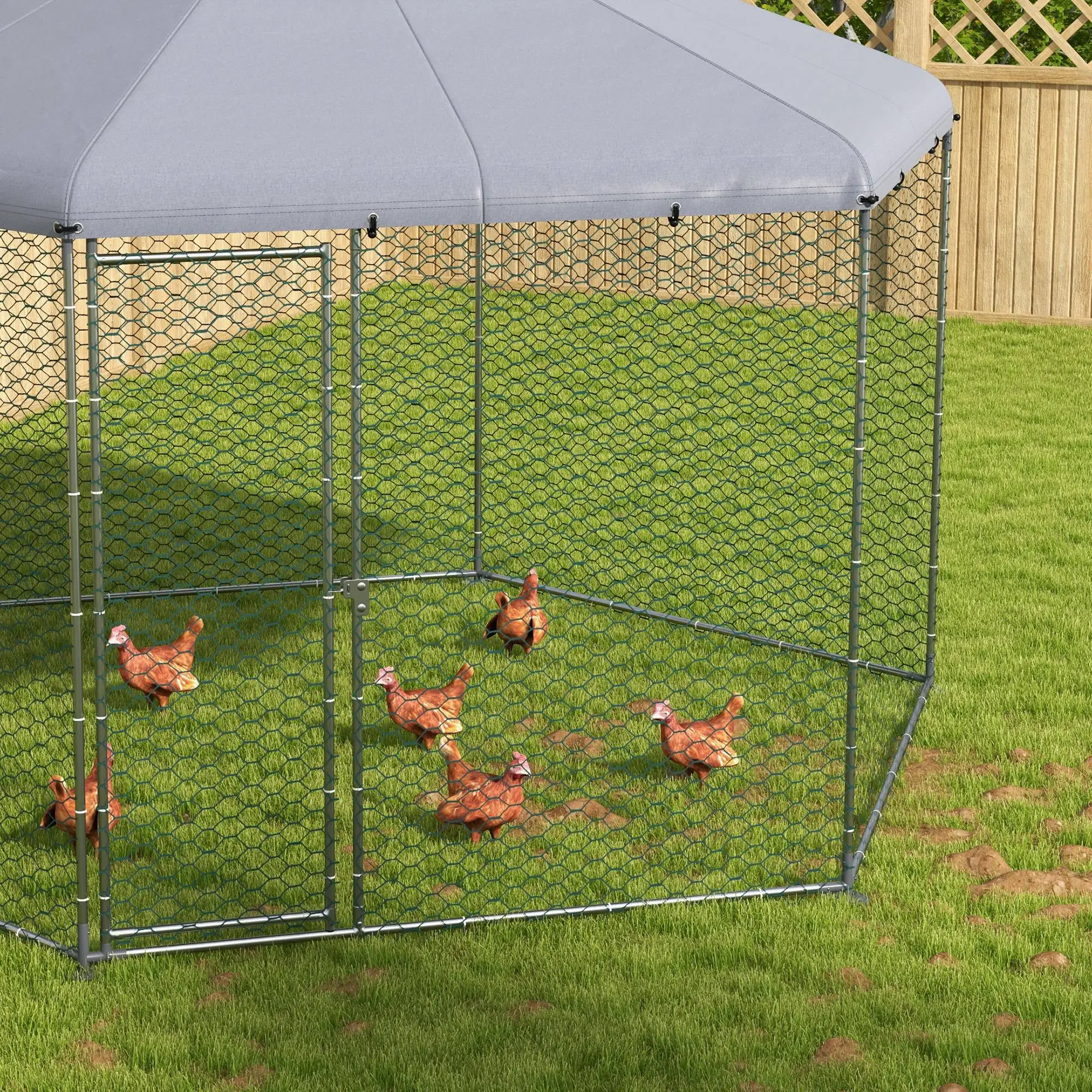 Chicken Coop with Cover, Run for 10-15 Chickens, 13.1' x 11.4' - Image 9