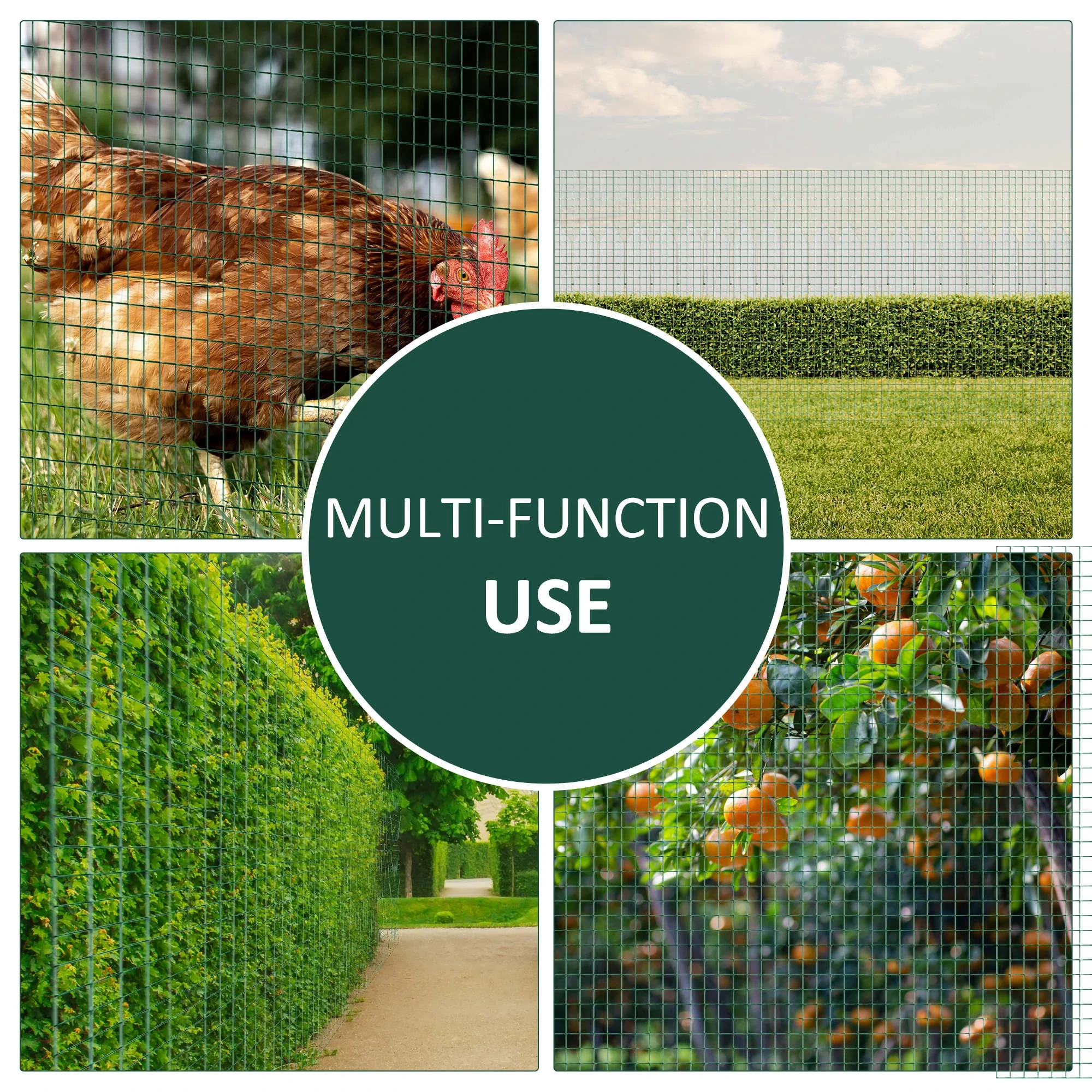 Chicken Wire Fencing 98' x 3', 1" x 0.5", Garden Poultry, Rabbit Cage, Dark Green - Image 4