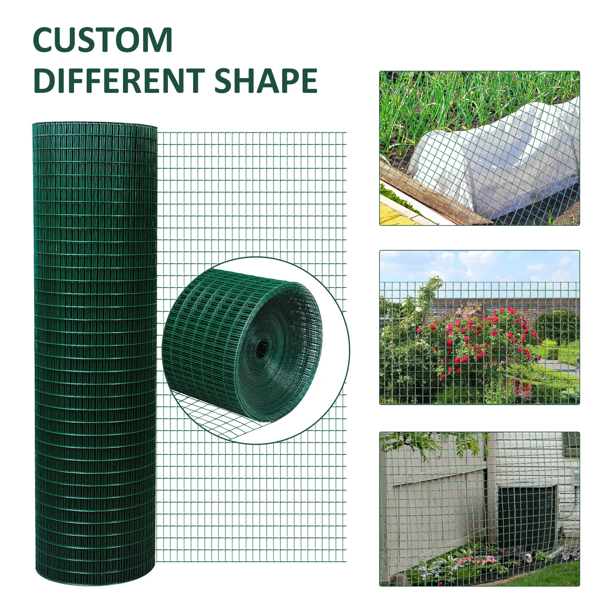 Chicken Wire Fencing 98' x 3', 1" x 0.5", Garden Poultry, Rabbit Cage, Dark Green - Image 5