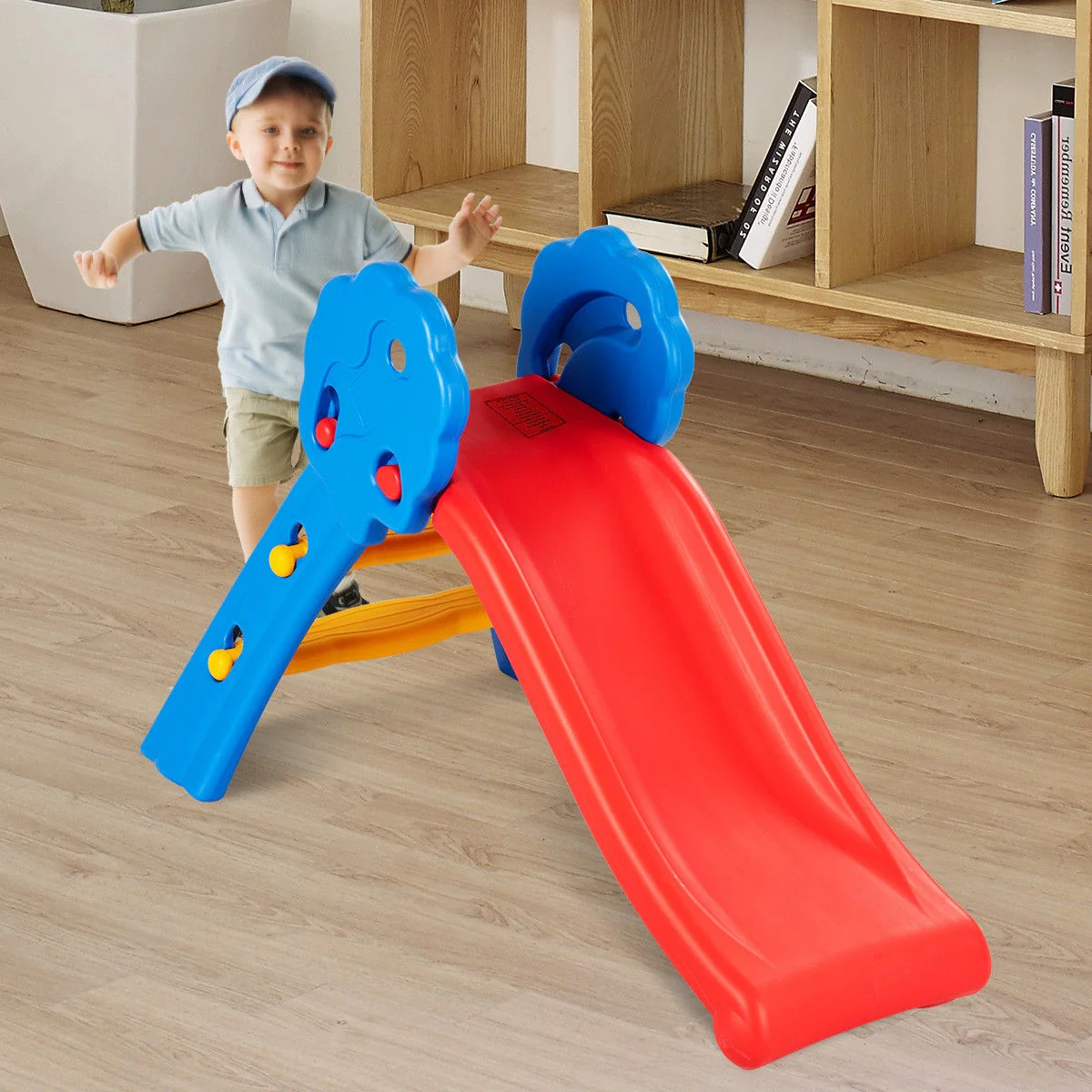 Children Folding Slide, Indoor Outdoor, Red - Image 3