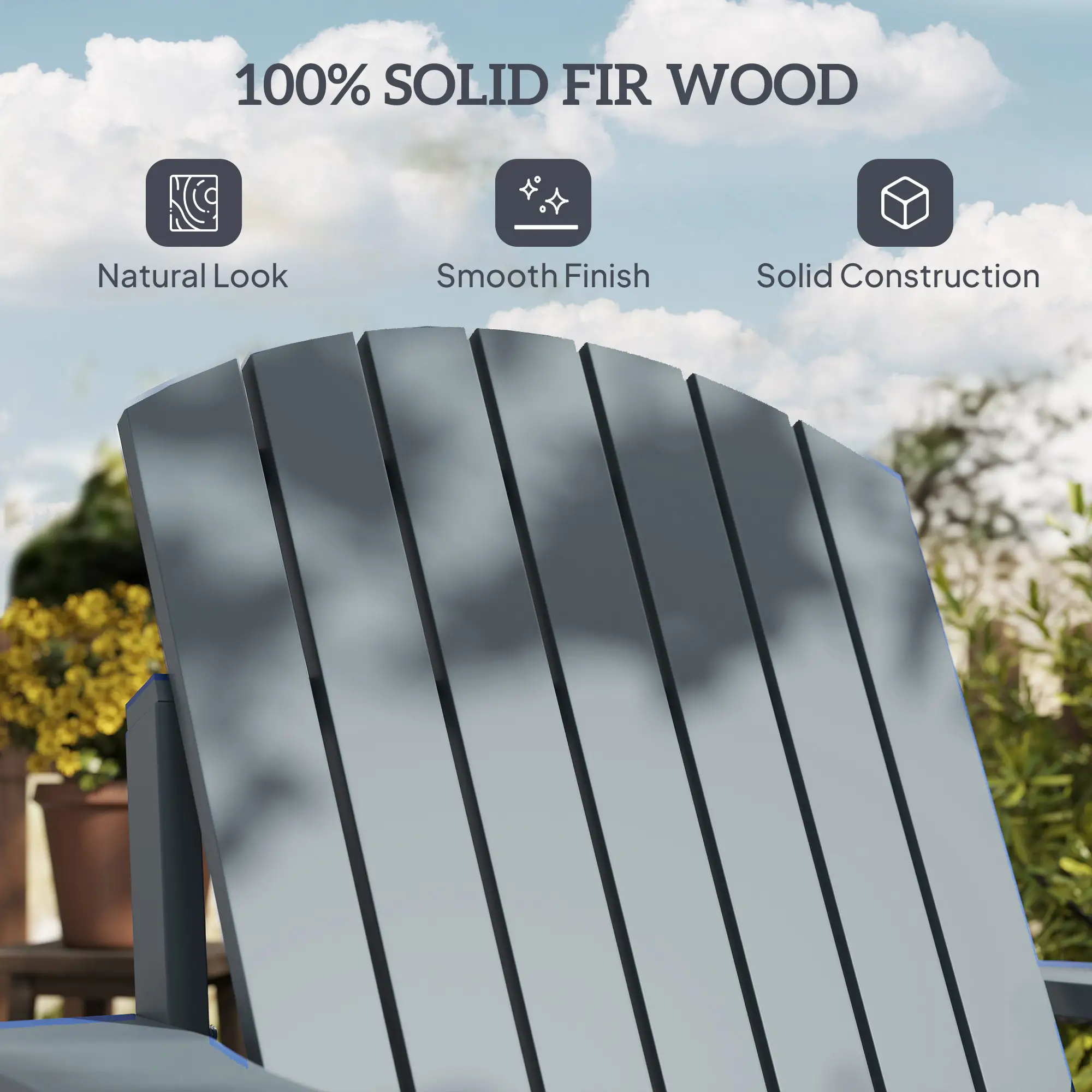 Classic Adirondack Chair, Garden Deck Chair with Cup Holder, Dark Grey - Image 6