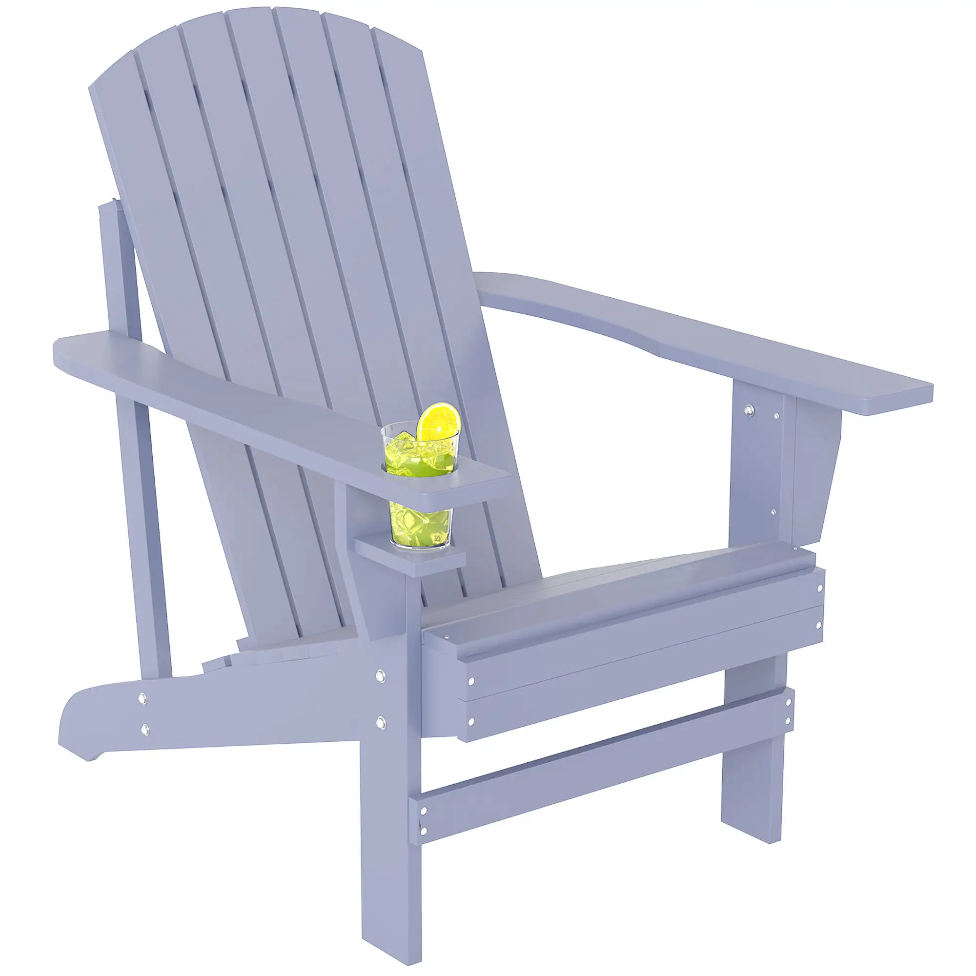 Classic Adirondack Chair, Garden Deck Chair with Cup Holder, Grey - Image 11