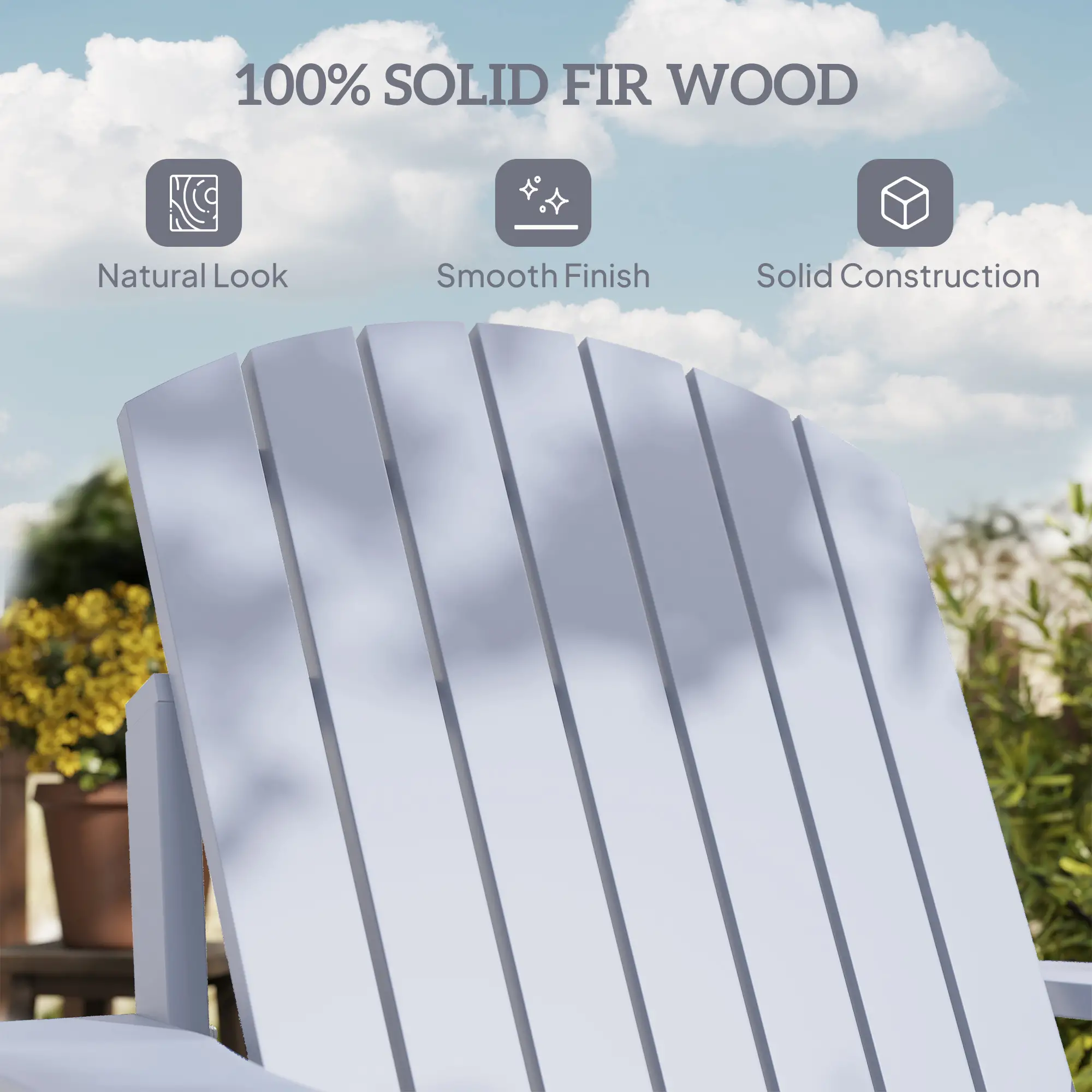 Classic Adirondack Chair, Garden Deck Chair with Cup Holder, Grey - Image 6