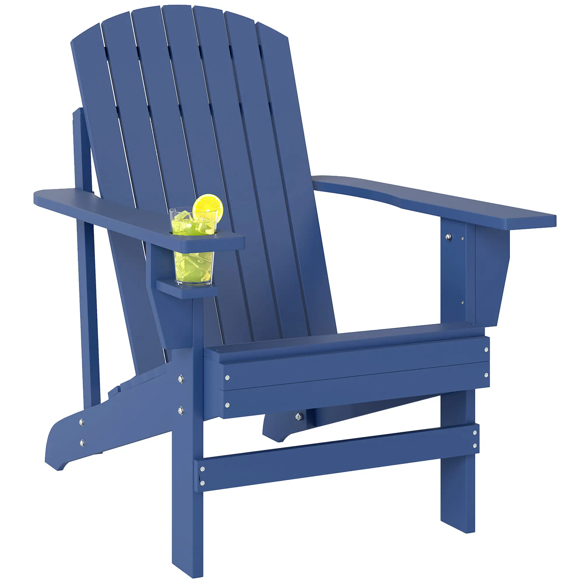 Classic Adirondack Chair, Garden Deck Chair with Cup Holder, Navy Blue - Image 11