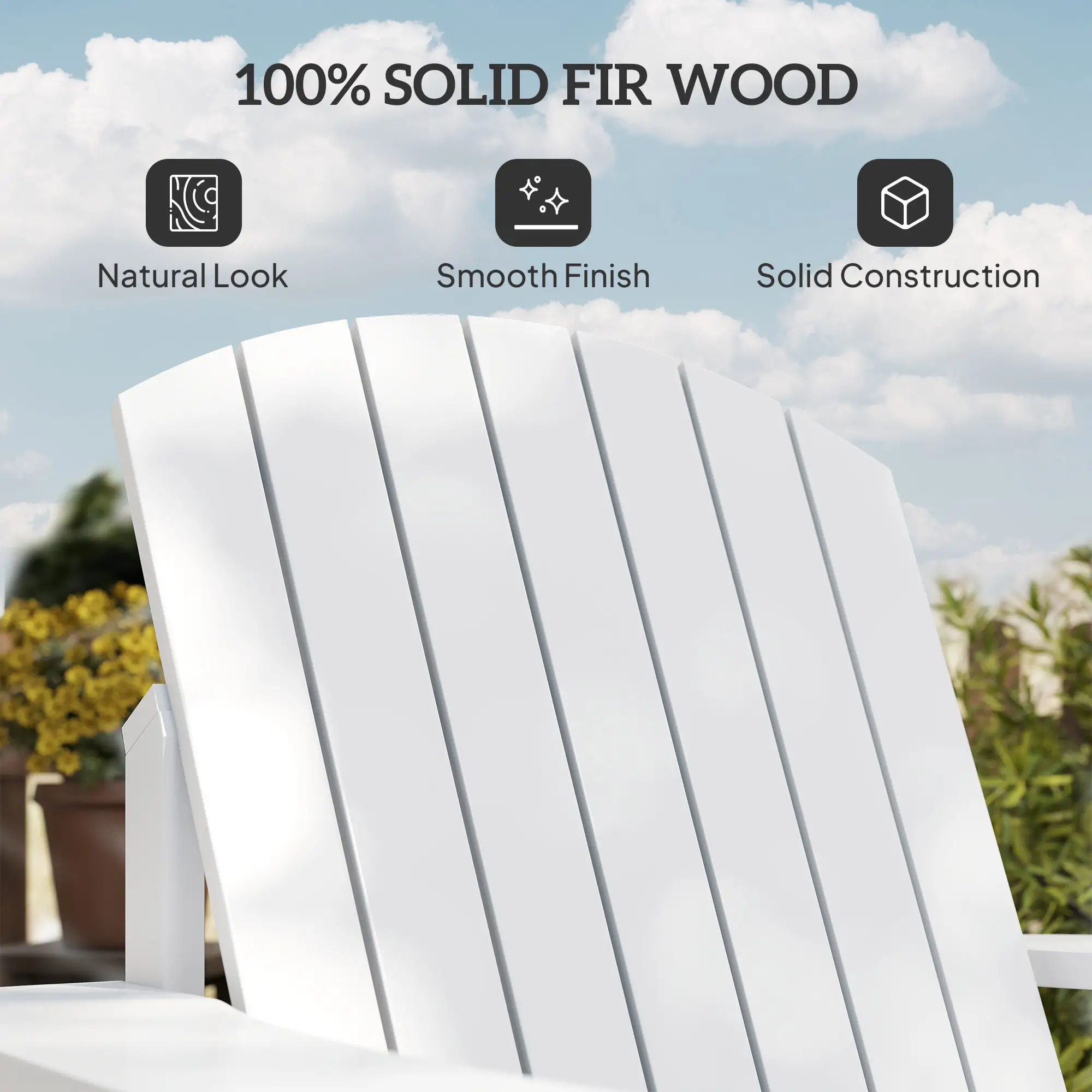 Classic Adirondack Chair, Garden Deck Chair with Cup Holder, White - Image 6
