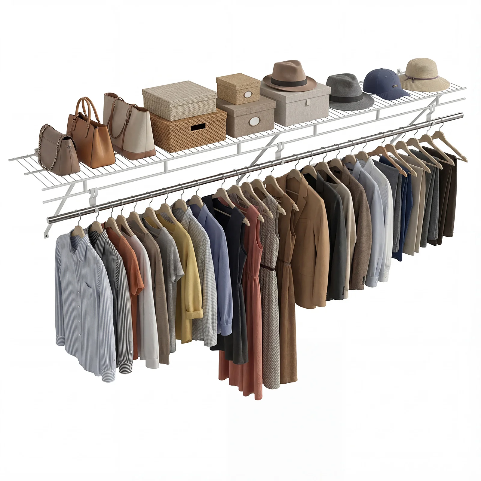 Closet Shelves Wall Mounted with Hanging Rod for Laundry Room - Image 4