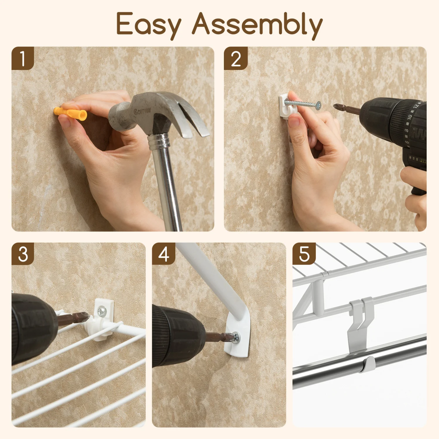 Closet Shelves Wall Mounted with Ventilated Metal Wire Shelving Kit - Image 10