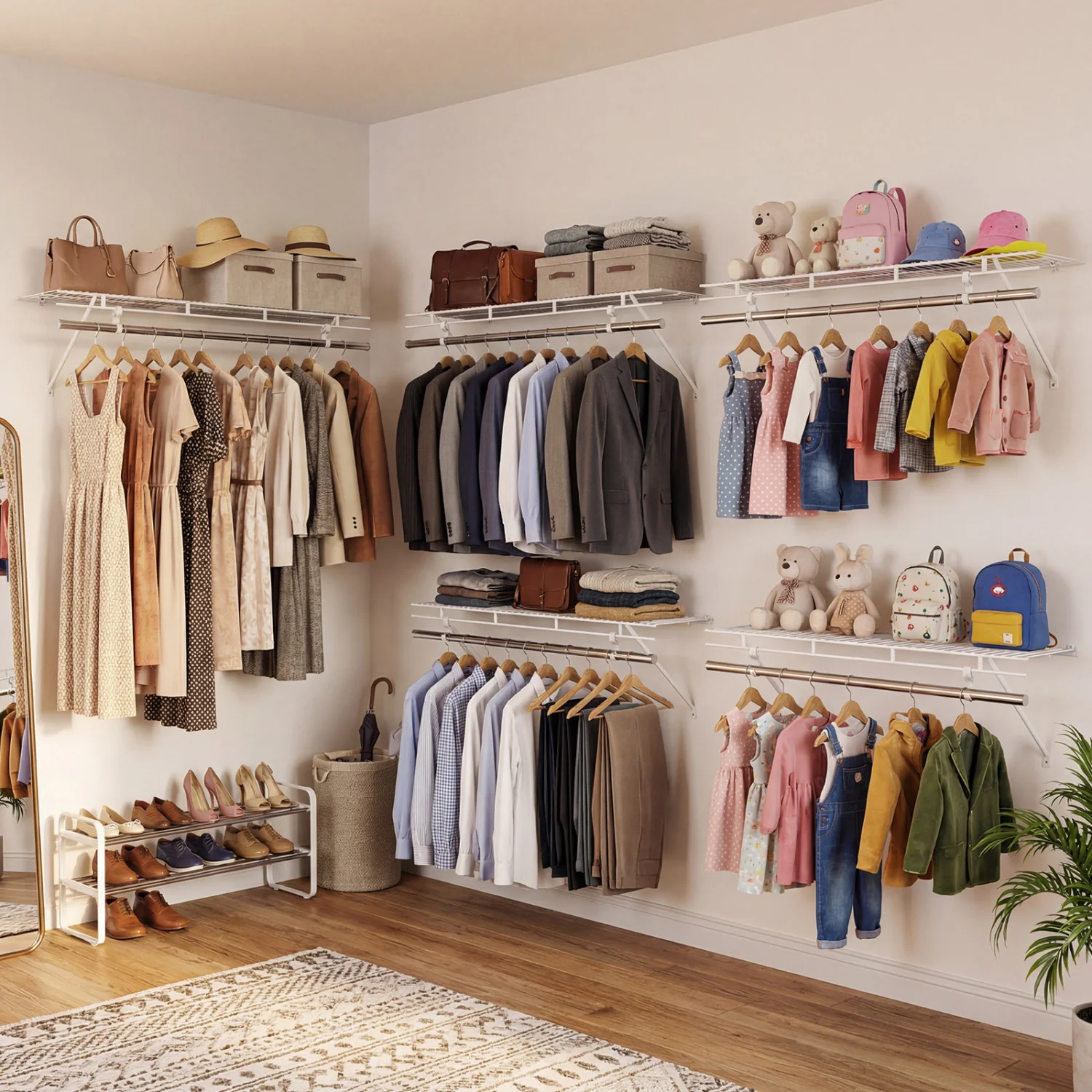 Closet Shelves Wall Mounted with Ventilated Metal Wire Shelving Kit - Image 3