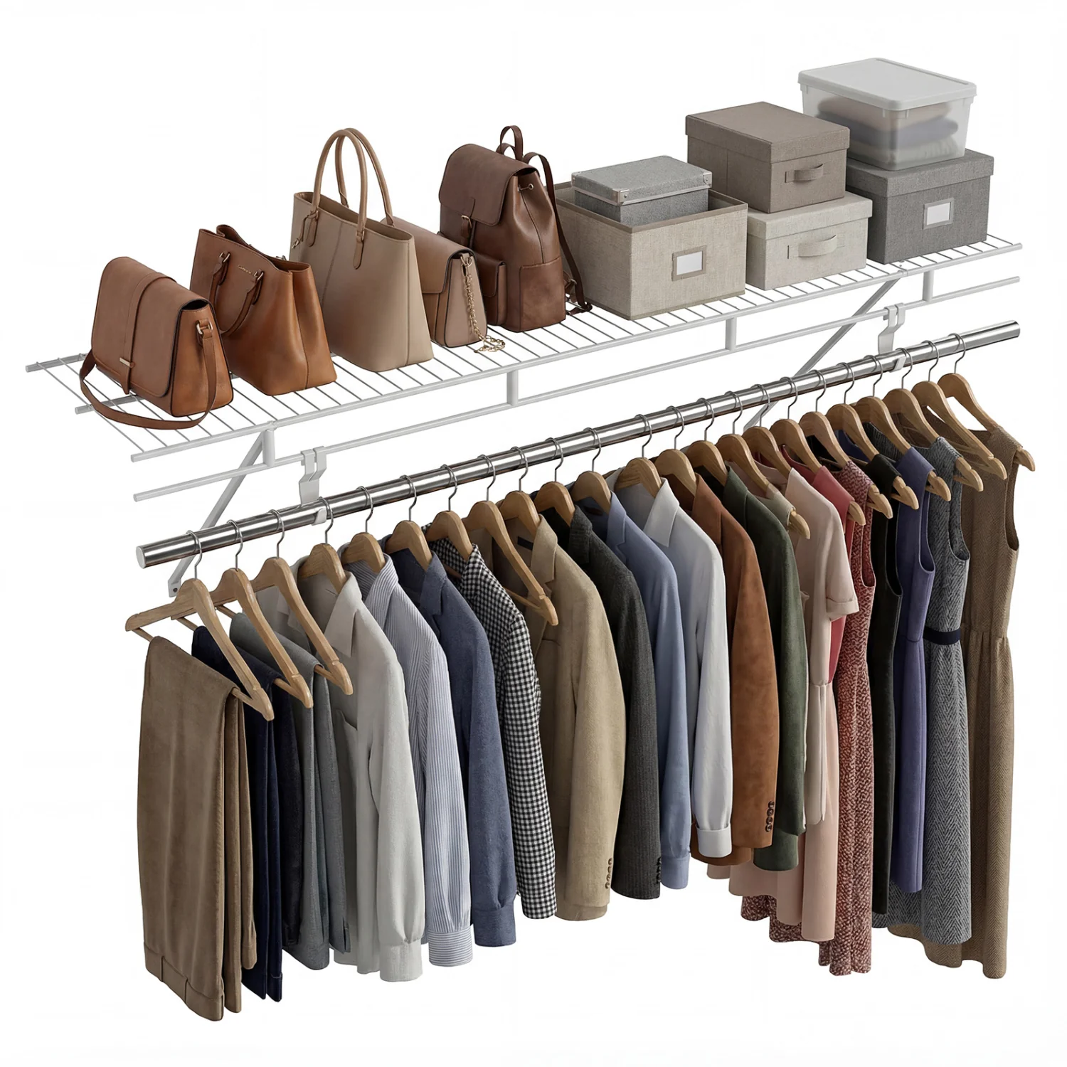 Closet Shelves Wall Mounted with Ventilated Metal Wire Shelving Kit - Image 5
