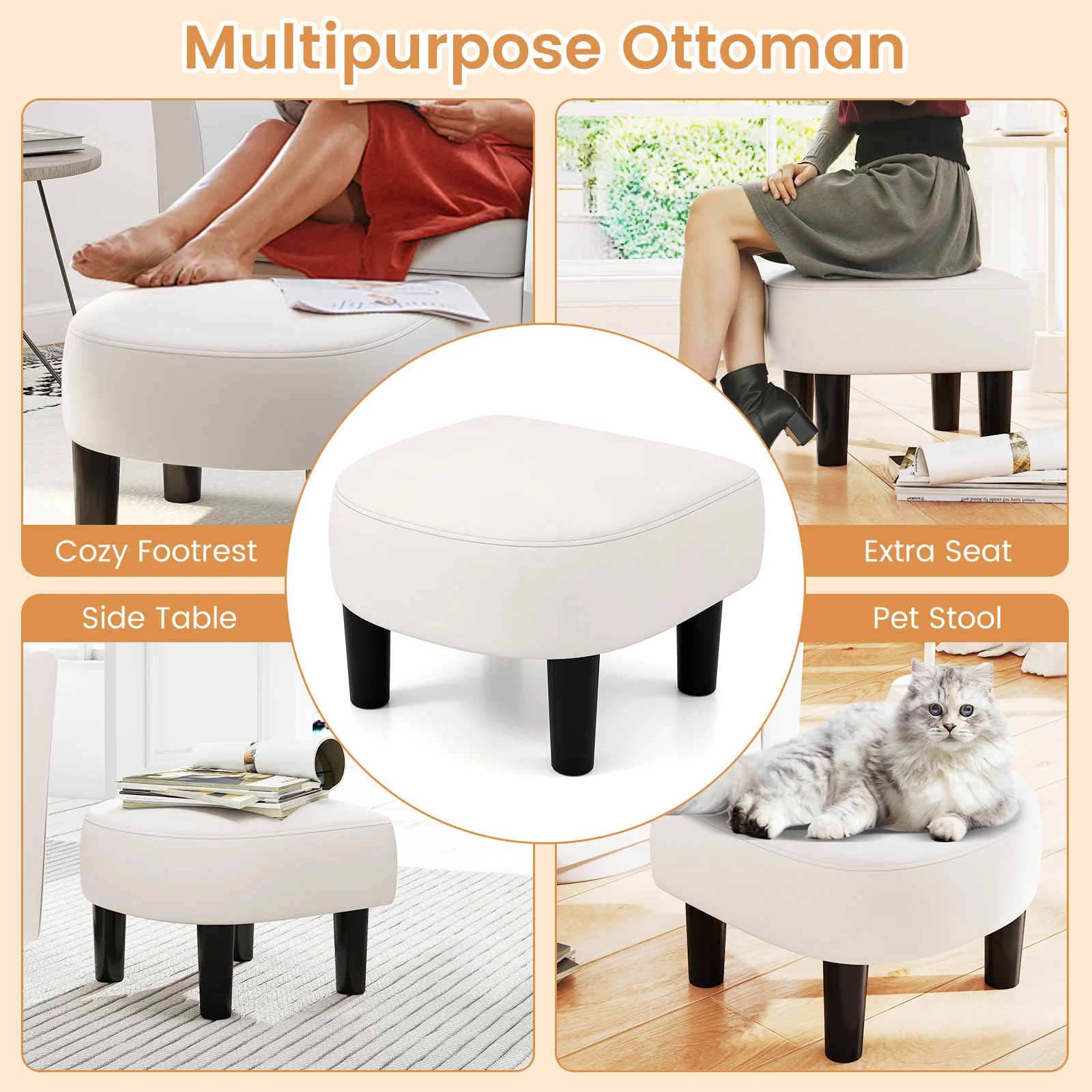 Club Swivel Accent Chair With Ottoman, Cream White - Image 10